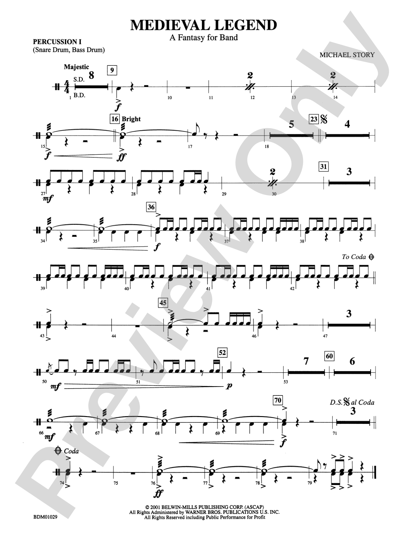 Medieval Legend (A Fantasy for Band): 1st Percussion