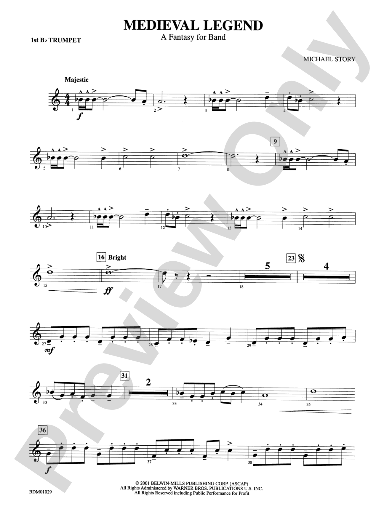 Medieval Legend (A Fantasy for Band): 1st B-flat Trumpet