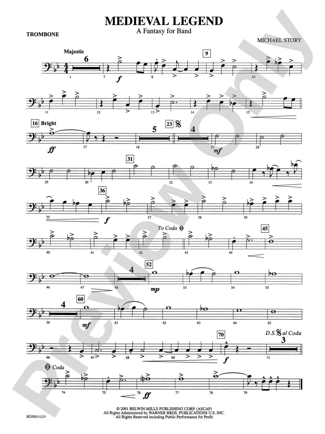 Medieval Legend (A Fantasy for Band): 1st Trombone