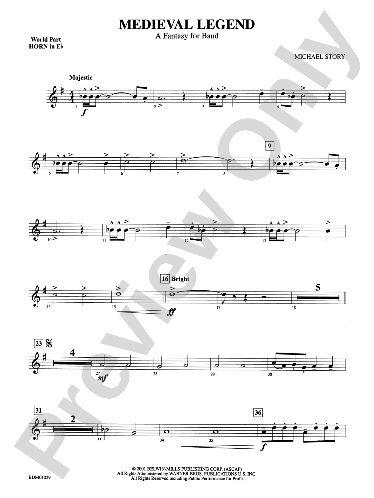 Medieval Legend (A Fantasy for Band): (wp) 1st Horn in E-flat