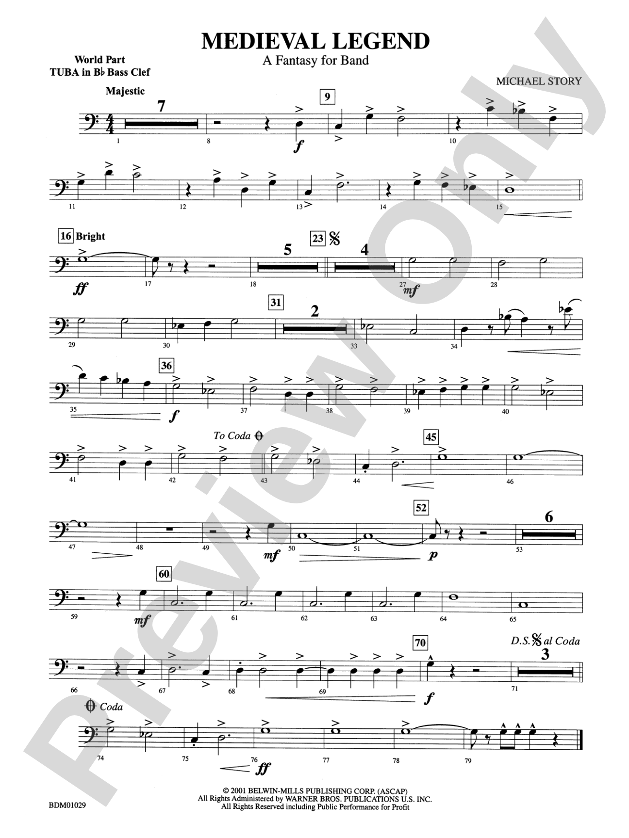 Medieval Legend (A Fantasy for Band): (wp) B-flat Tuba B.C.