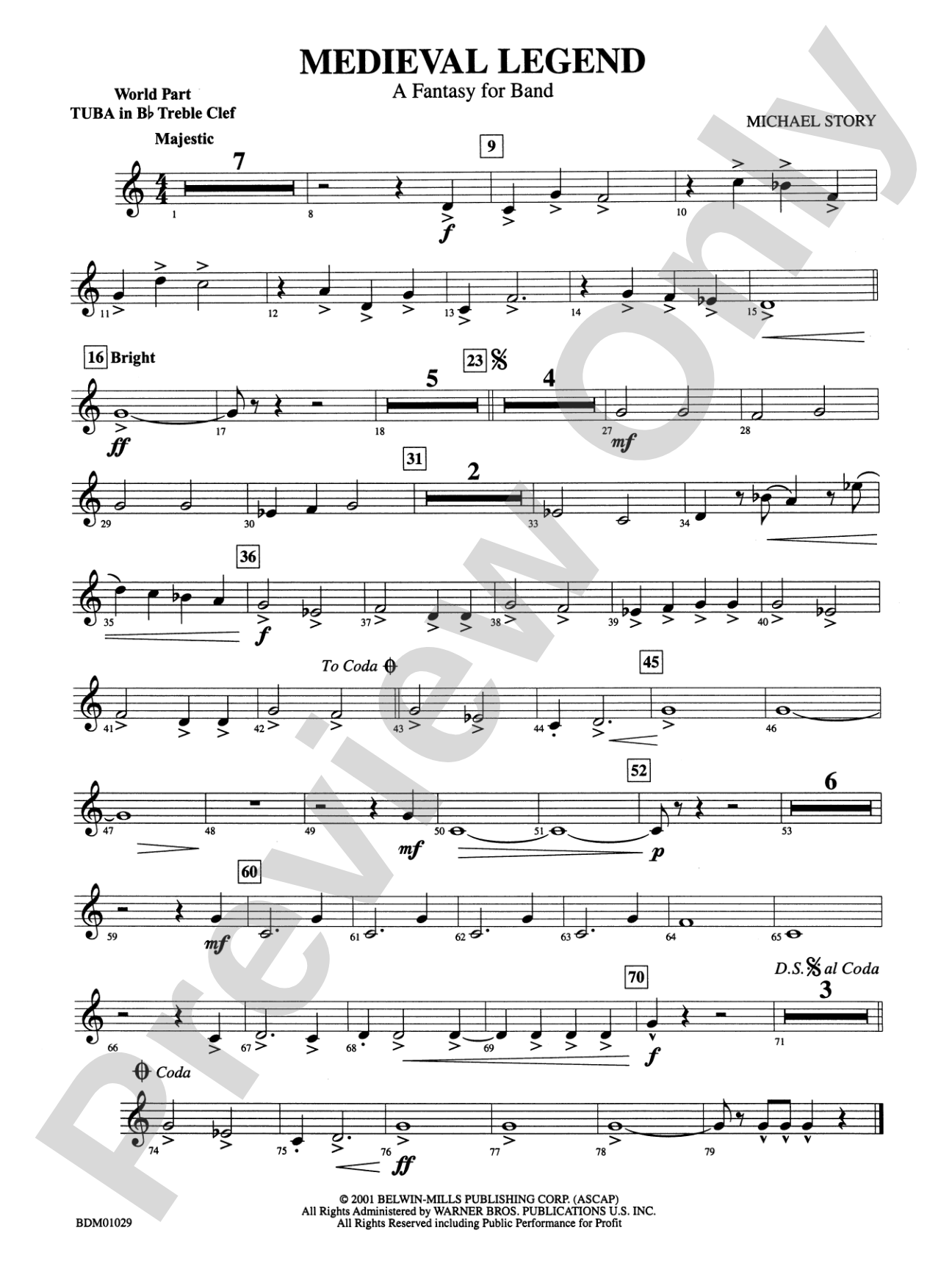 Medieval Legend (A Fantasy for Band): (wp) B-flat Tuba T.C.