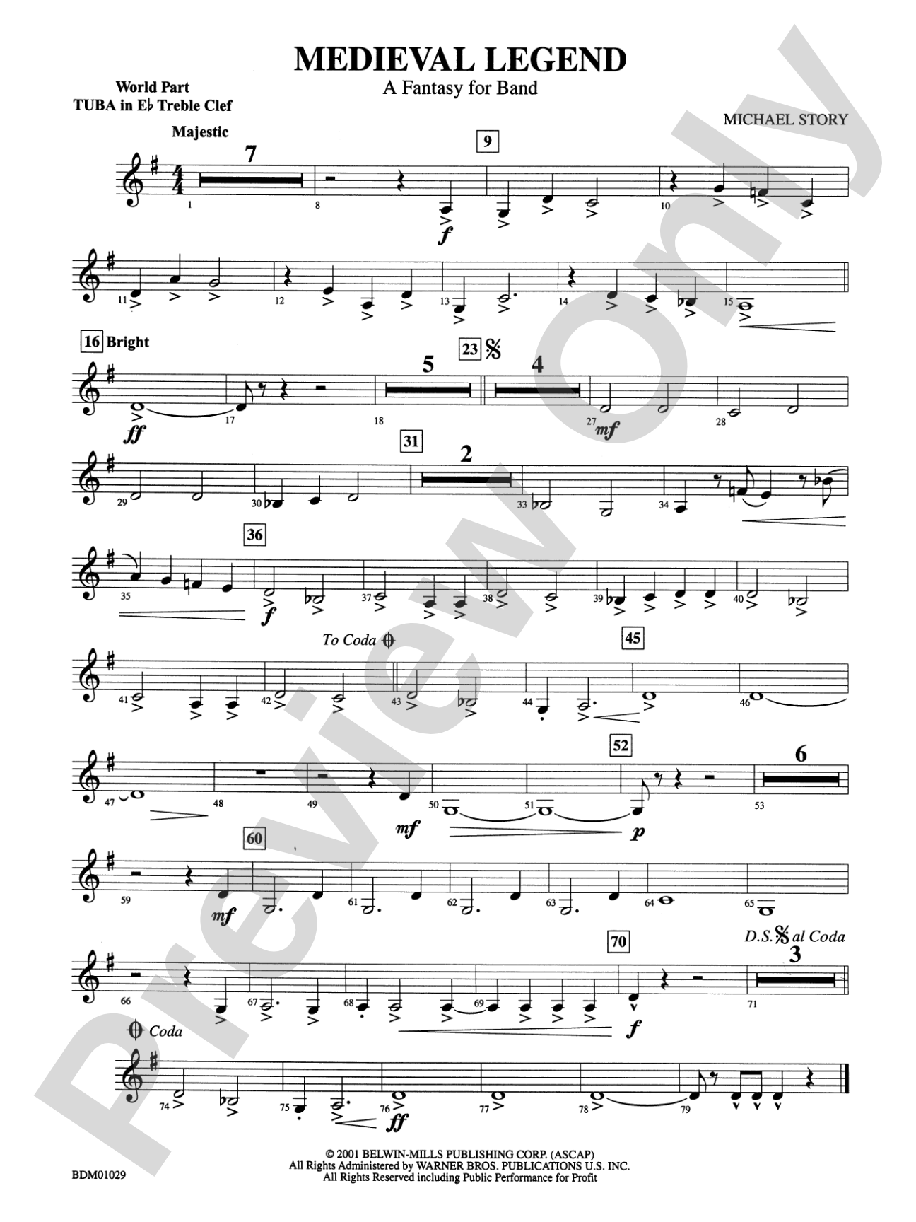 Medieval Legend (A Fantasy for Band): (wp) E-flat Tuba T.C.