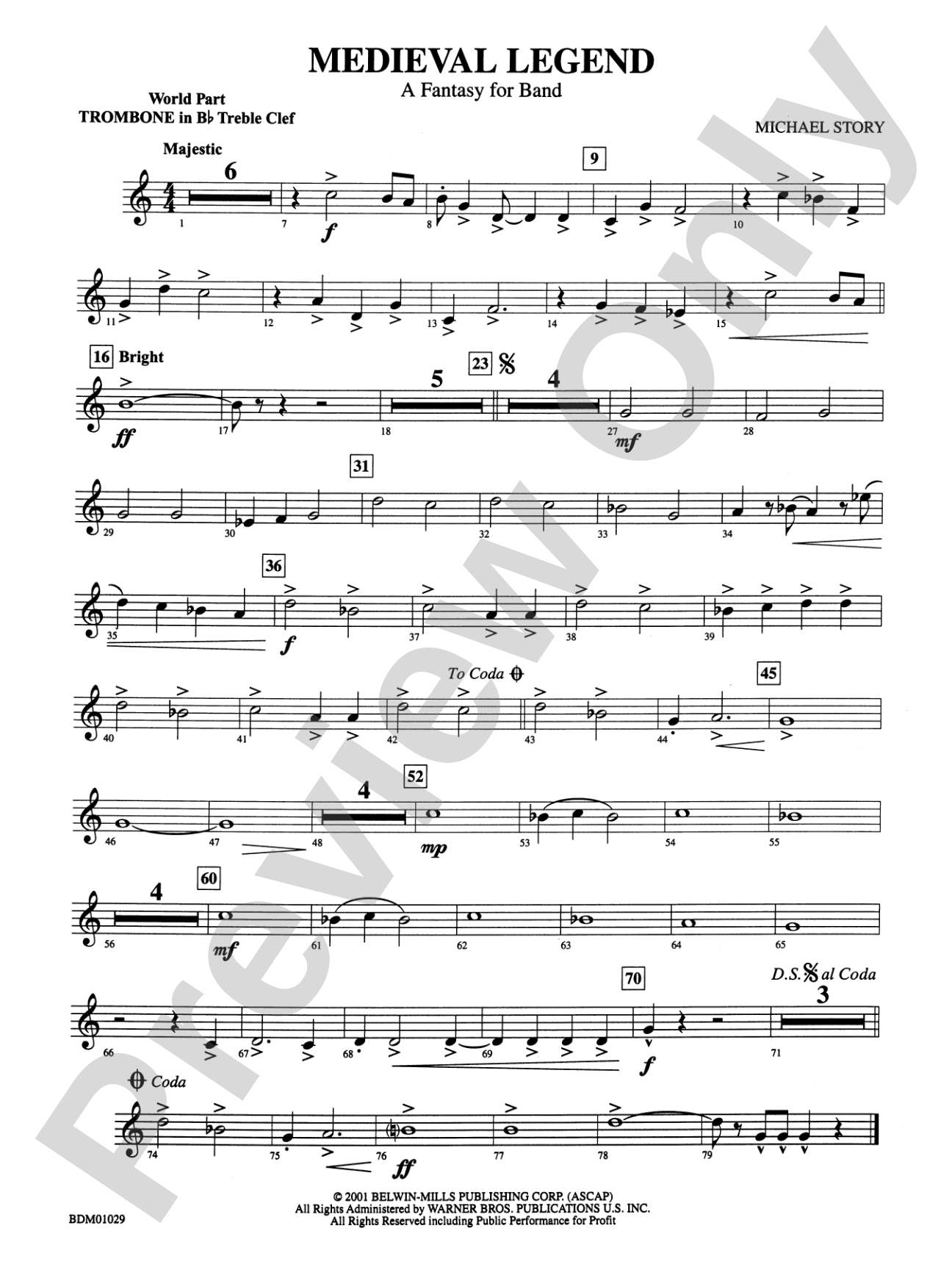 Medieval Legend (A Fantasy for Band): (wp) 1st B-flat Trombone T.C.