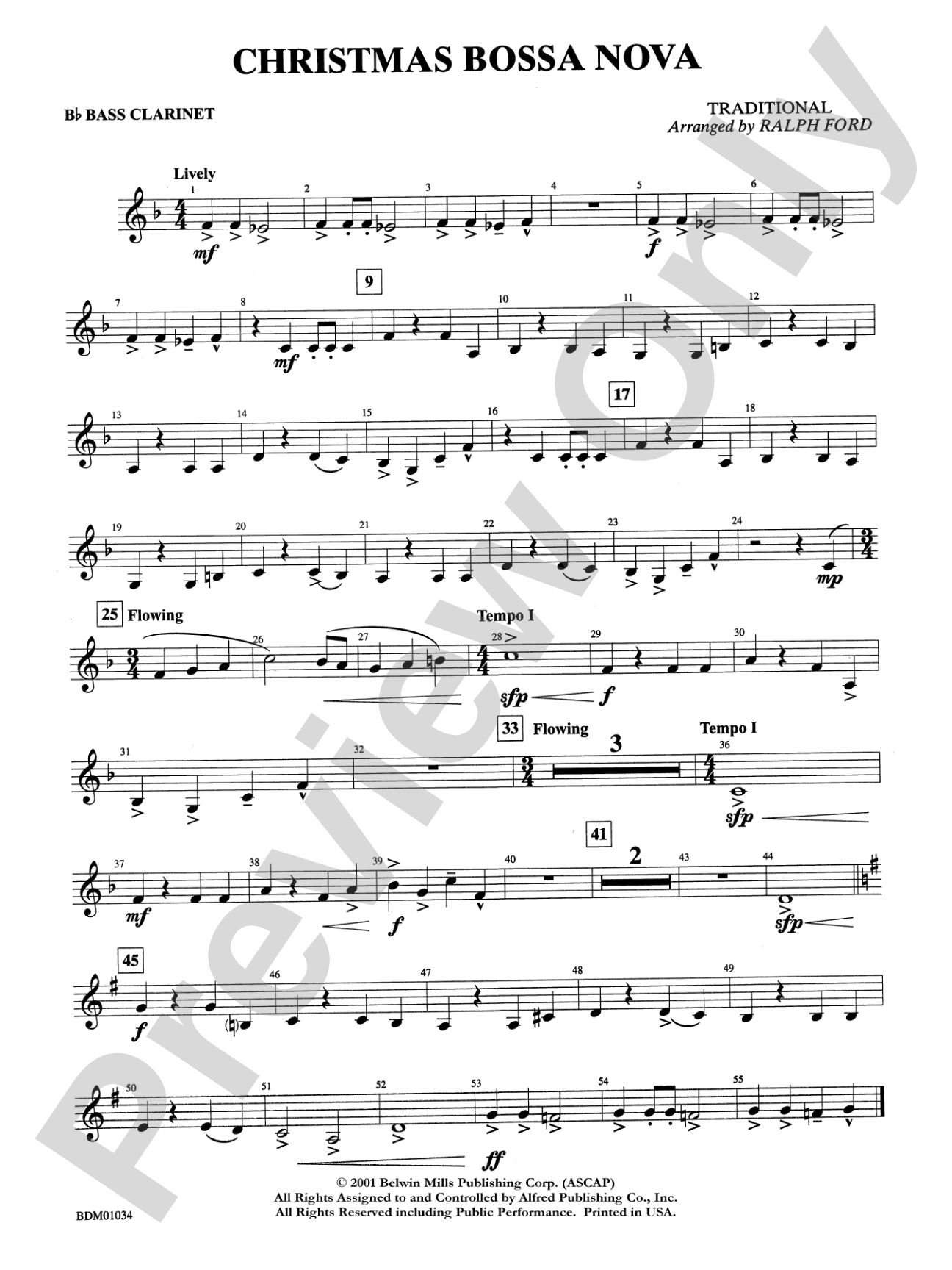 Christmas Bossa Nova: B-flat Bass Clarinet