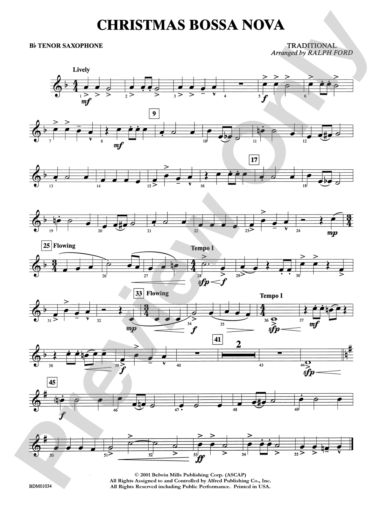 Christmas Bossa Nova: B-flat Tenor Saxophone