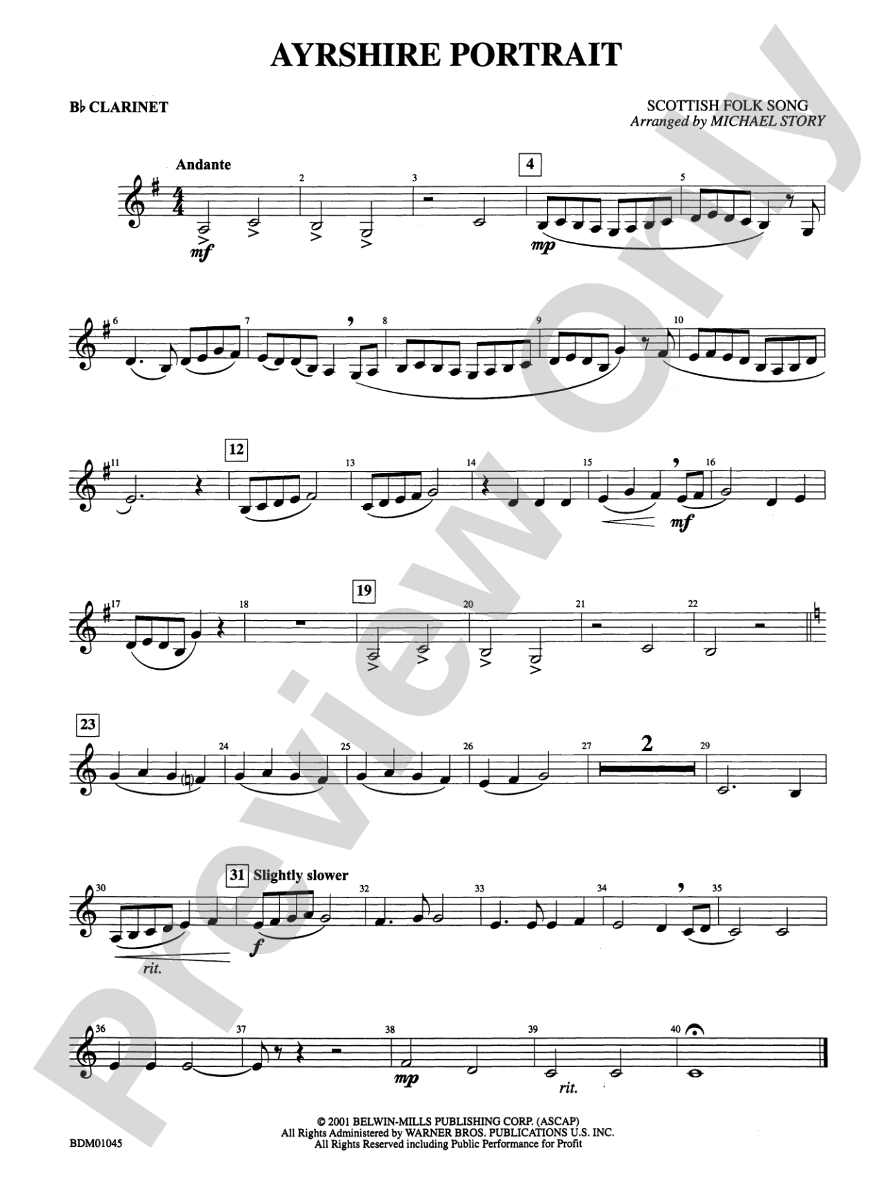 Ayrshire Portrait: 1st B-flat Clarinet