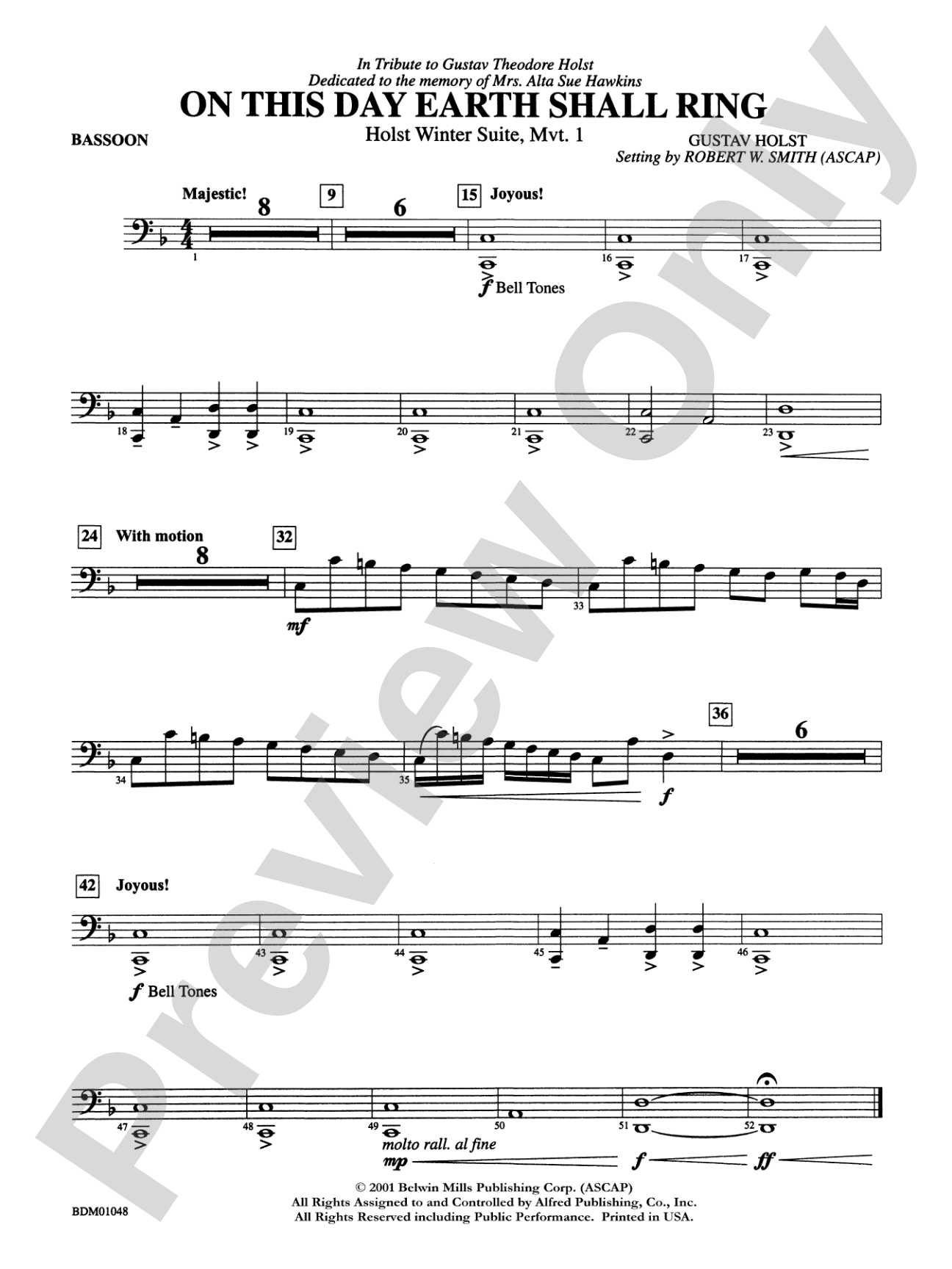 On This Day Earth Shall Ring (Holst Winter Suite, Mvt. I): Bassoon
