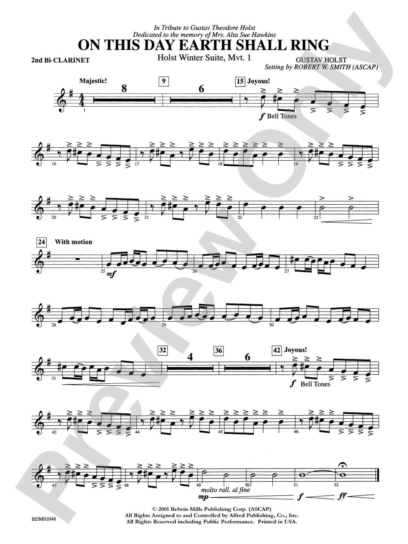 On This Day Earth Shall Ring (Holst Winter Suite, Mvt. I): 2nd B-flat Clarinet