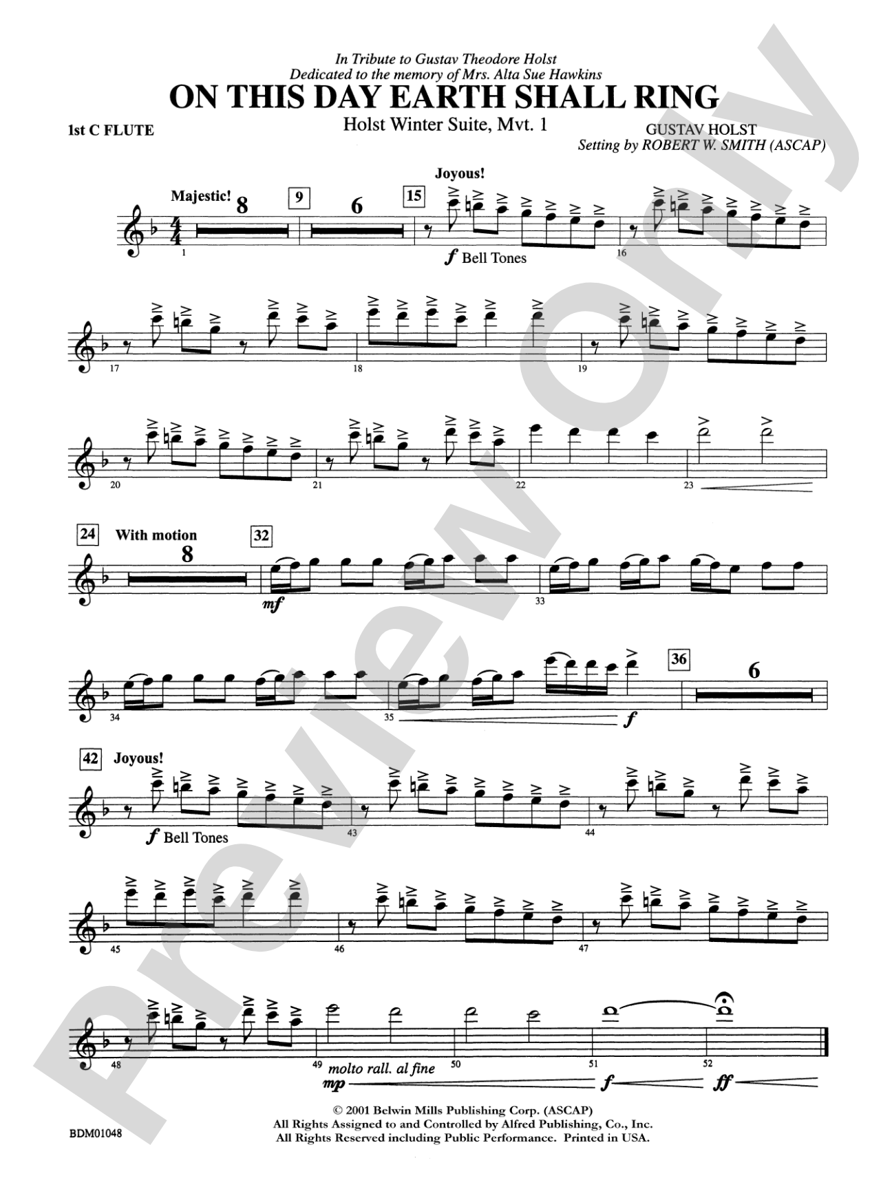 On This Day Earth Shall Ring (Holst Winter Suite, Mvt. I): Flute