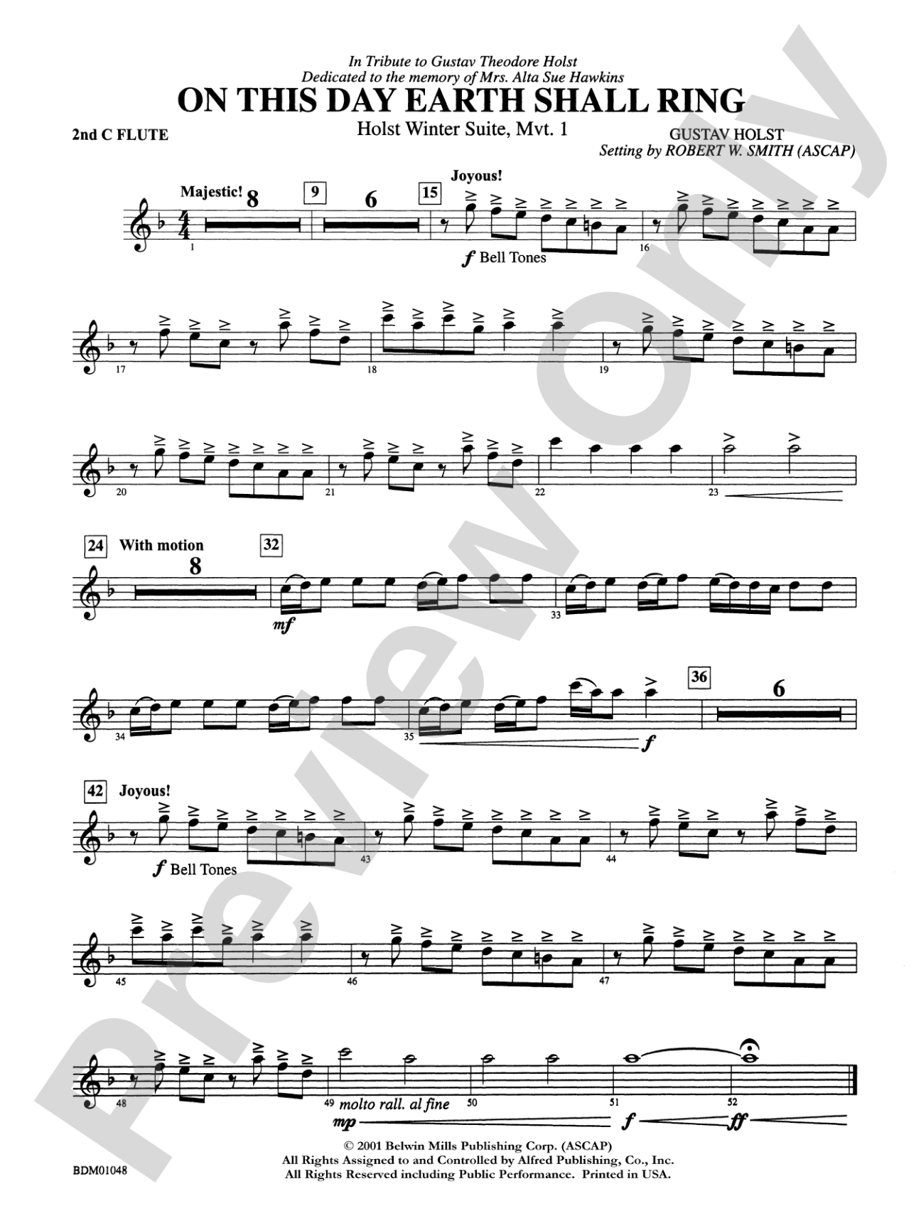 On This Day Earth Shall Ring (Holst Winter Suite, Mvt. I): 2nd Flute