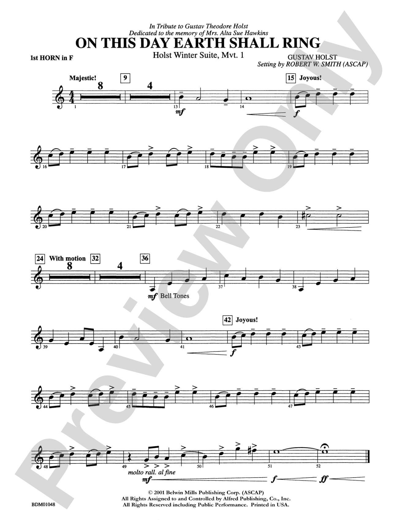 On This Day Earth Shall Ring (Holst Winter Suite, Mvt. I): 1st F Horn
