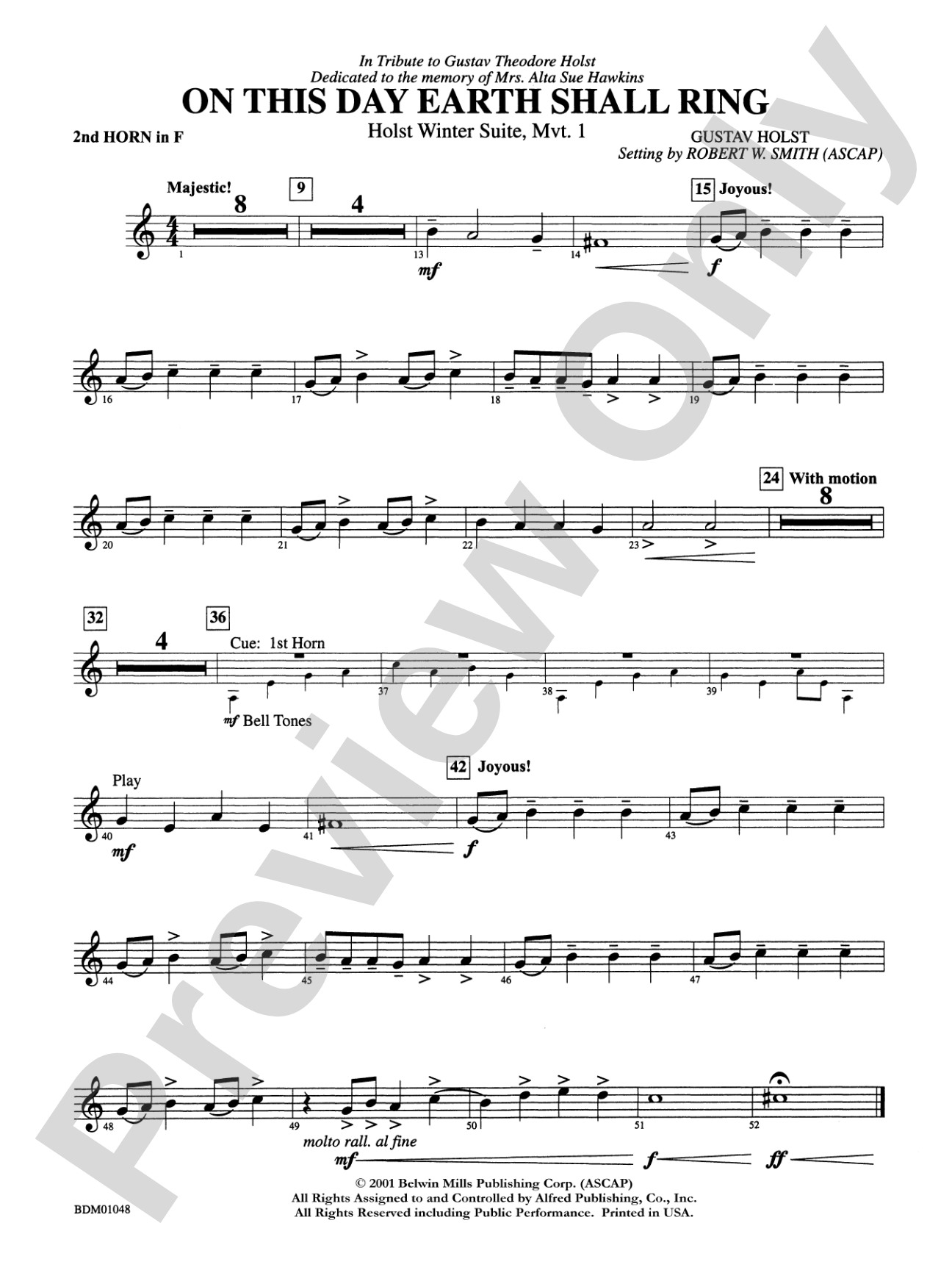 On This Day Earth Shall Ring (Holst Winter Suite, Mvt. I): 2nd F Horn