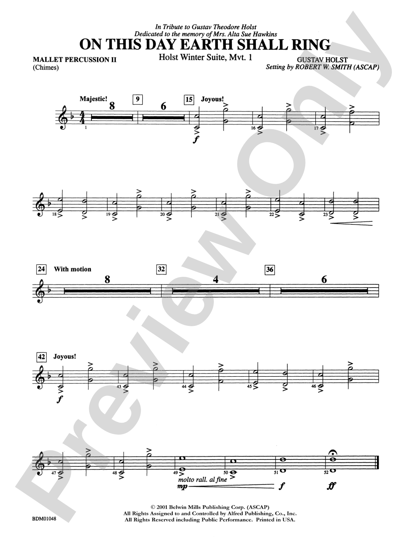 On This Day Earth Shall Ring (Holst Winter Suite, Mvt. I): 2nd Mallet Percussion