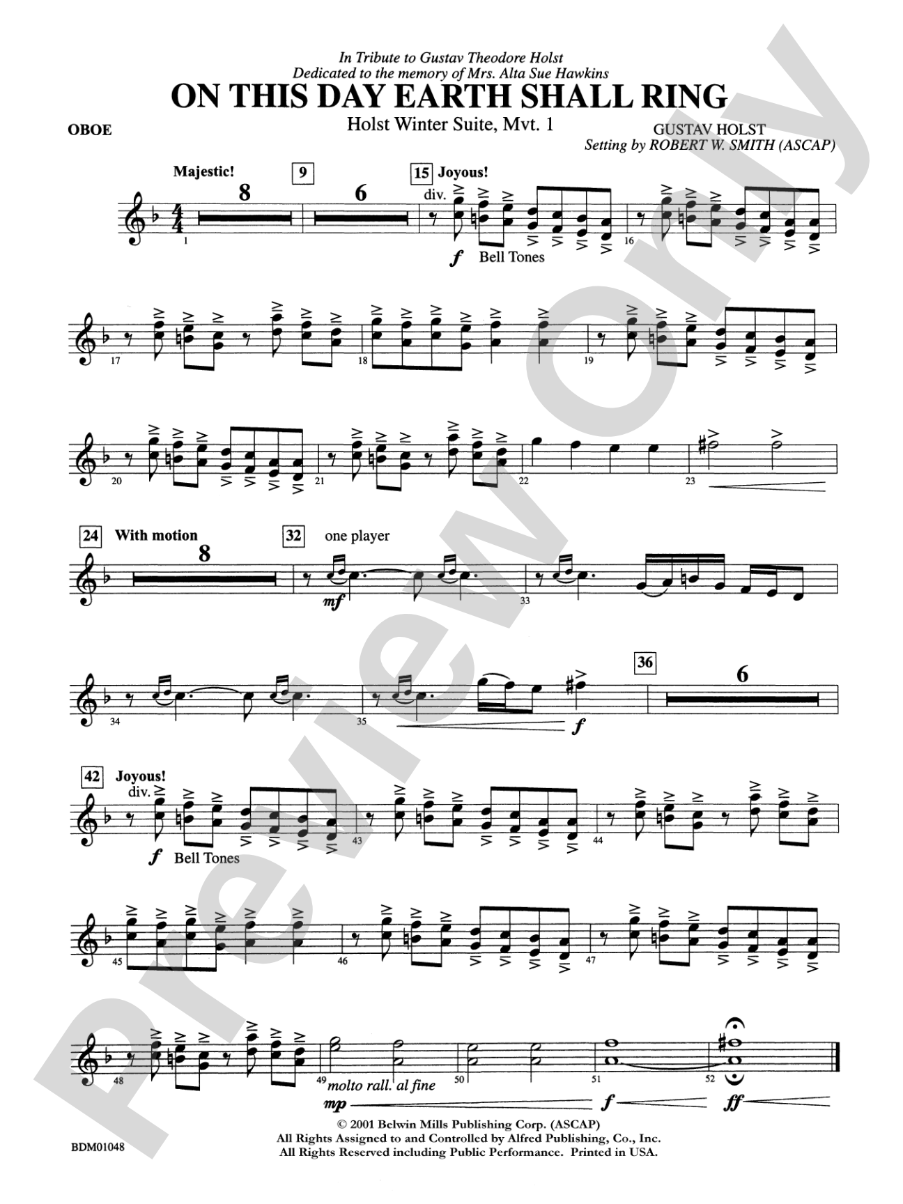 On This Day Earth Shall Ring (Holst Winter Suite, Mvt. I): Oboe