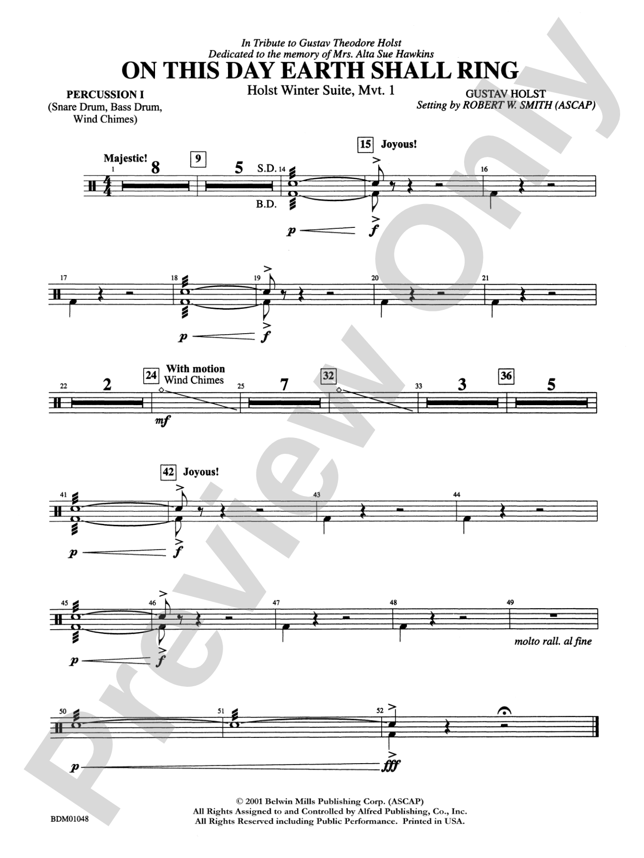 On This Day Earth Shall Ring (Holst Winter Suite, Mvt. I): 1st Percussion