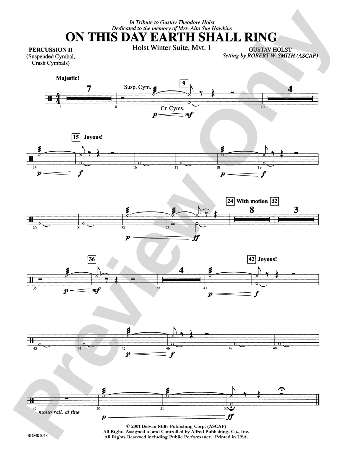 On This Day Earth Shall Ring (Holst Winter Suite, Mvt. I): 2nd Percussion