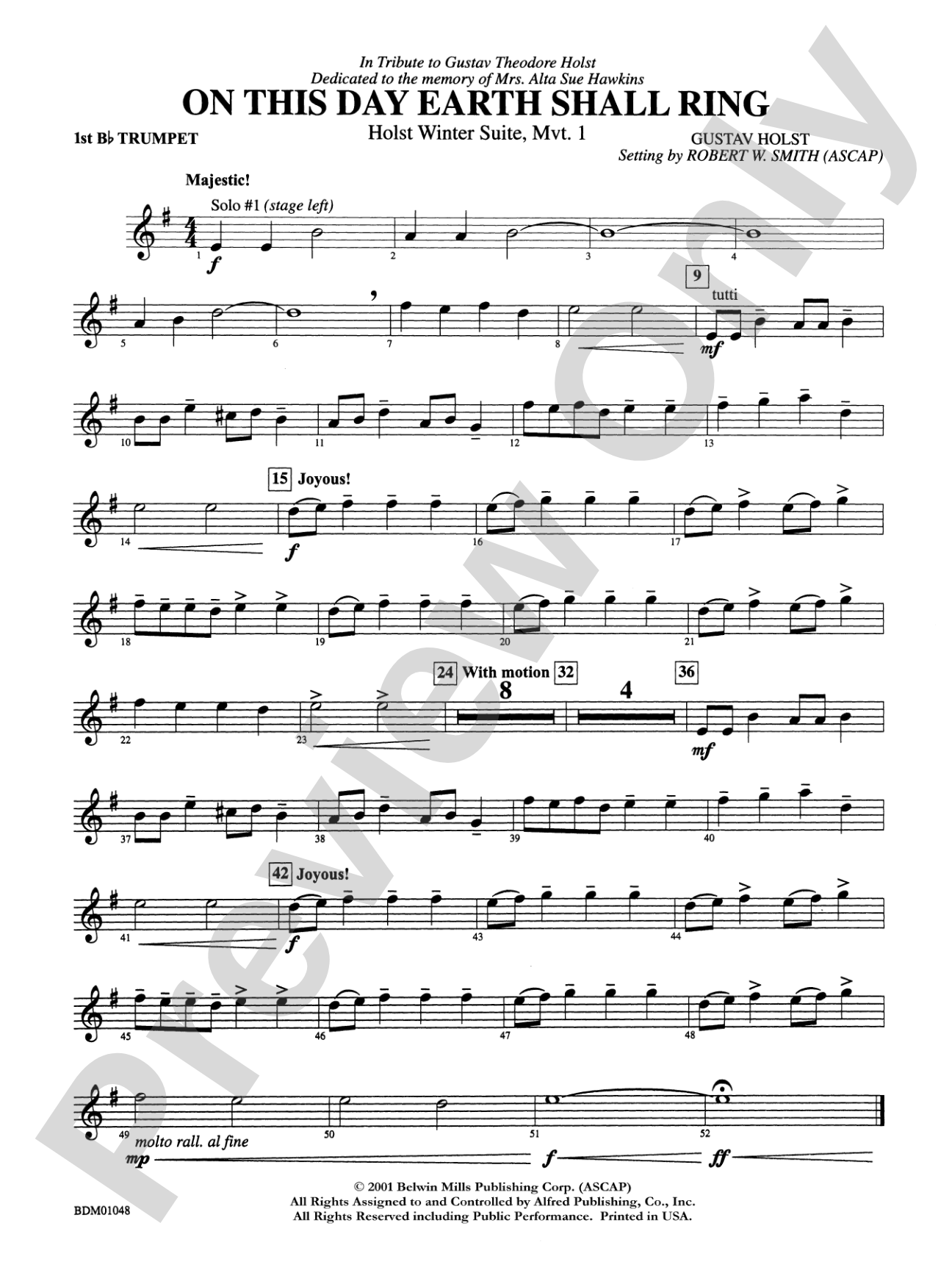 On This Day Earth Shall Ring (Holst Winter Suite, Mvt. I): 1st B-flat Trumpet