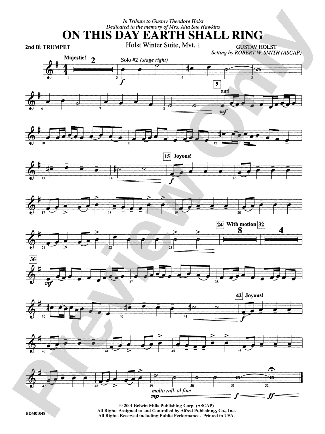 On This Day Earth Shall Ring (Holst Winter Suite, Mvt. I): 2nd B-flat Trumpet