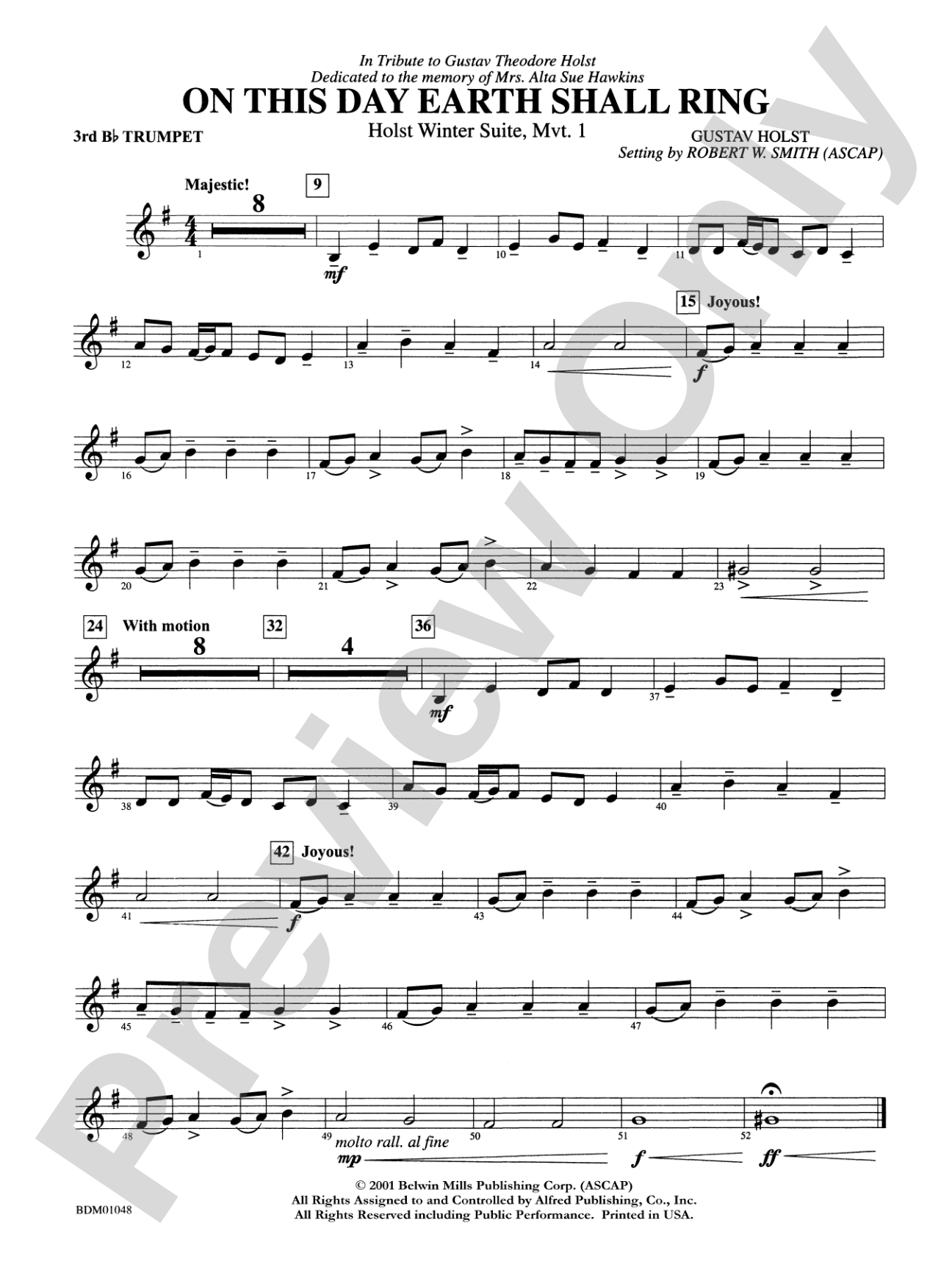 On This Day Earth Shall Ring (Holst Winter Suite, Mvt. I): 3rd B-flat Trumpet