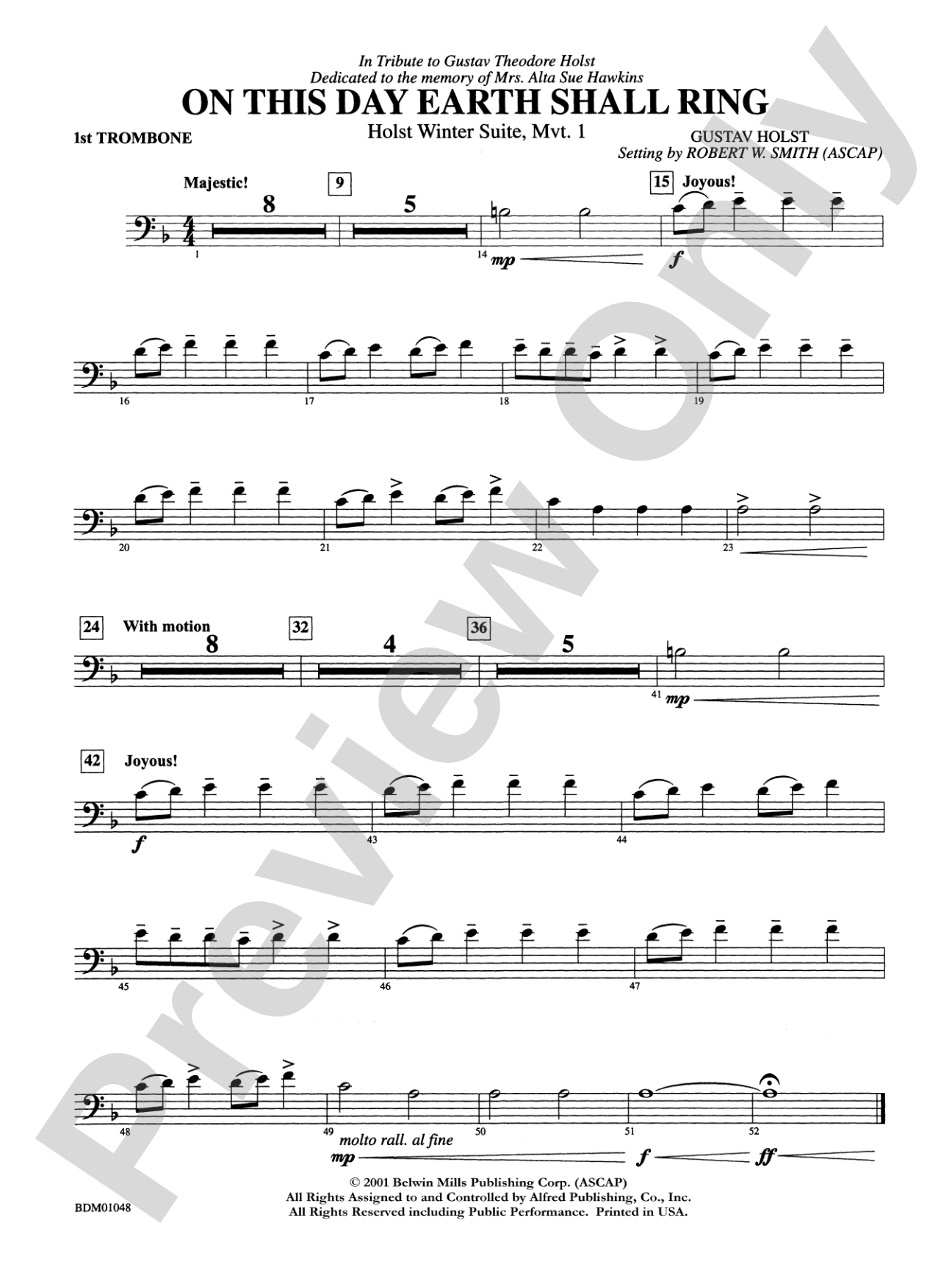 On This Day Earth Shall Ring (Holst Winter Suite, Mvt. I): 1st Trombone