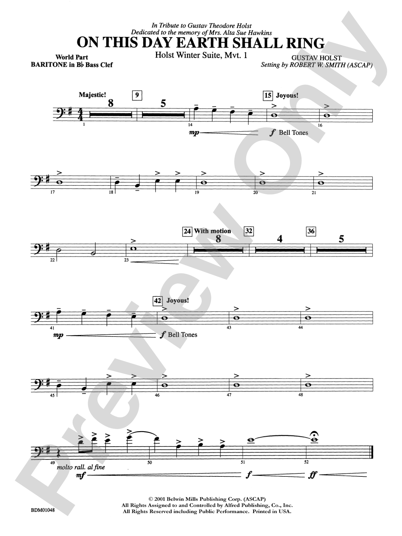 On This Day Earth Shall Ring (Holst Winter Suite, Mvt. I): (wp) B-flat Baritone B.C.