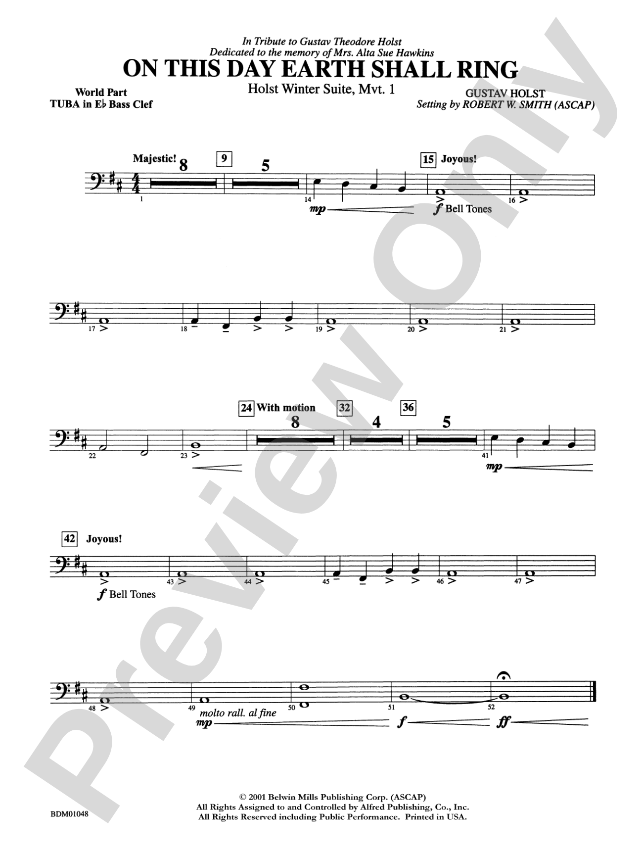 On This Day Earth Shall Ring (Holst Winter Suite, Mvt. I): (wp) E-flat Tuba B.C.