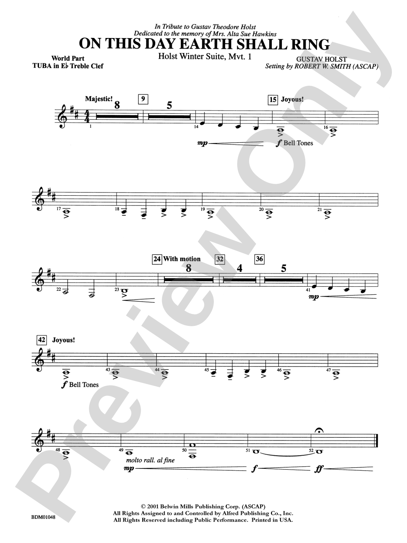 On This Day Earth Shall Ring (Holst Winter Suite, Mvt. I): (wp) E-flat Tuba T.C.