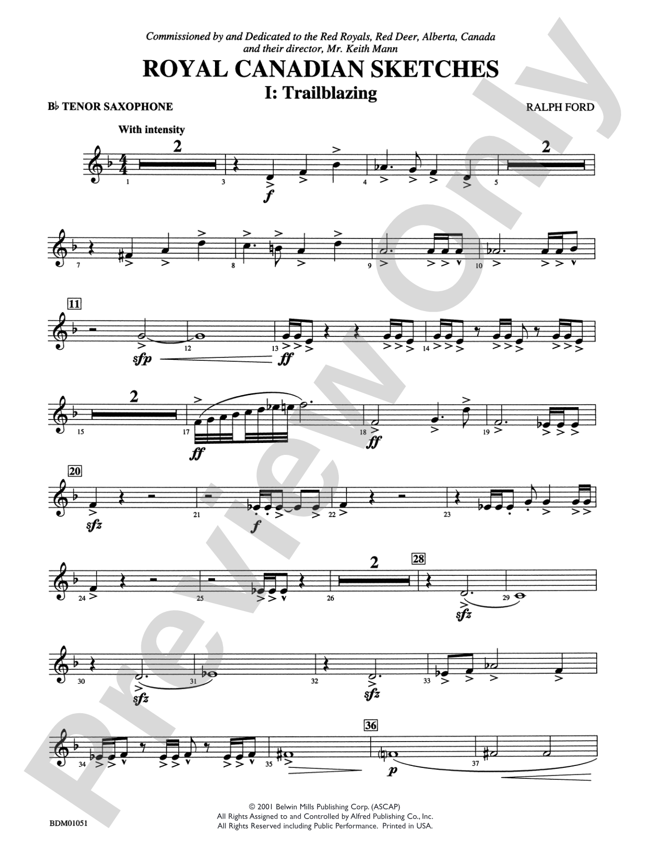 Royal Canadian Sketches: B-flat Tenor Saxophone