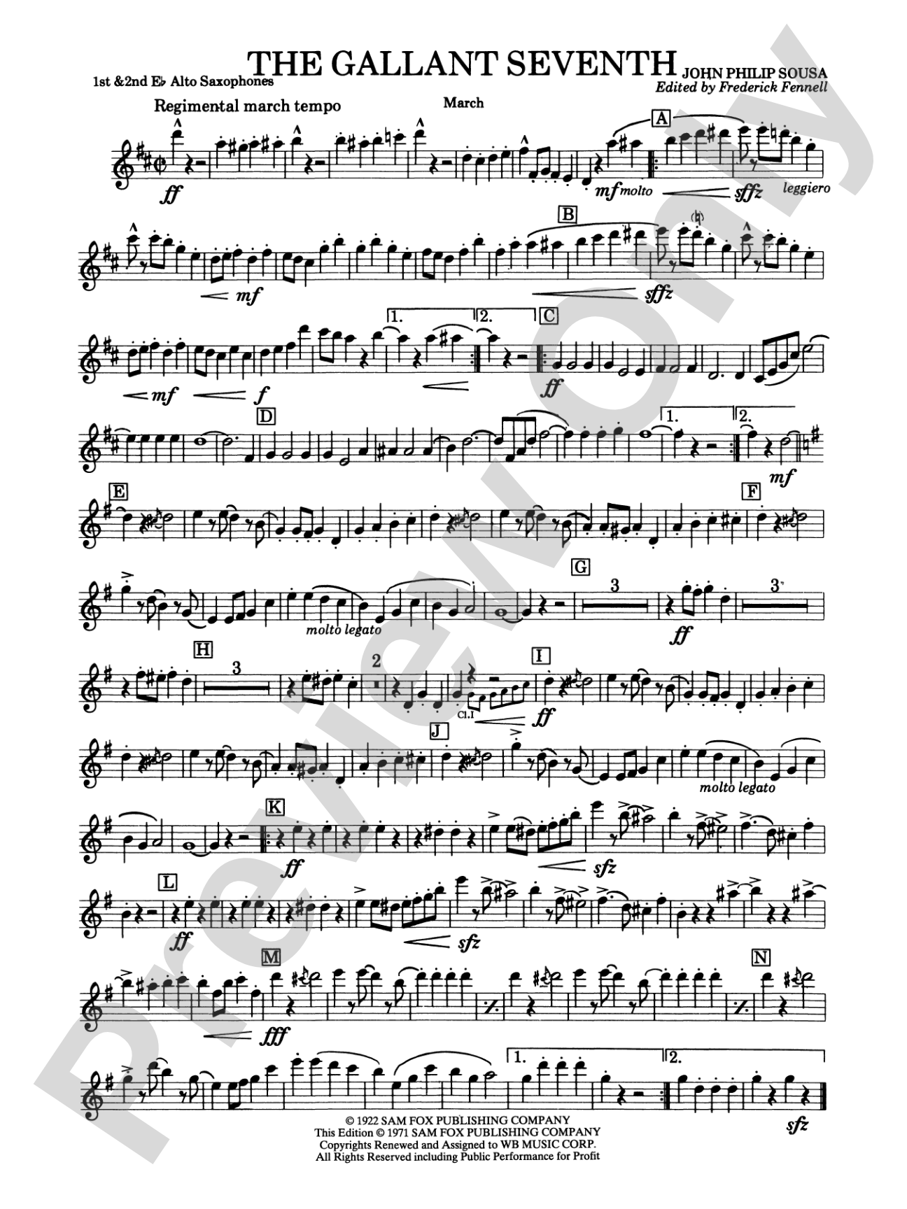 The Gallant Seventh: 1st & 2nd E-flat Alto Saxophone