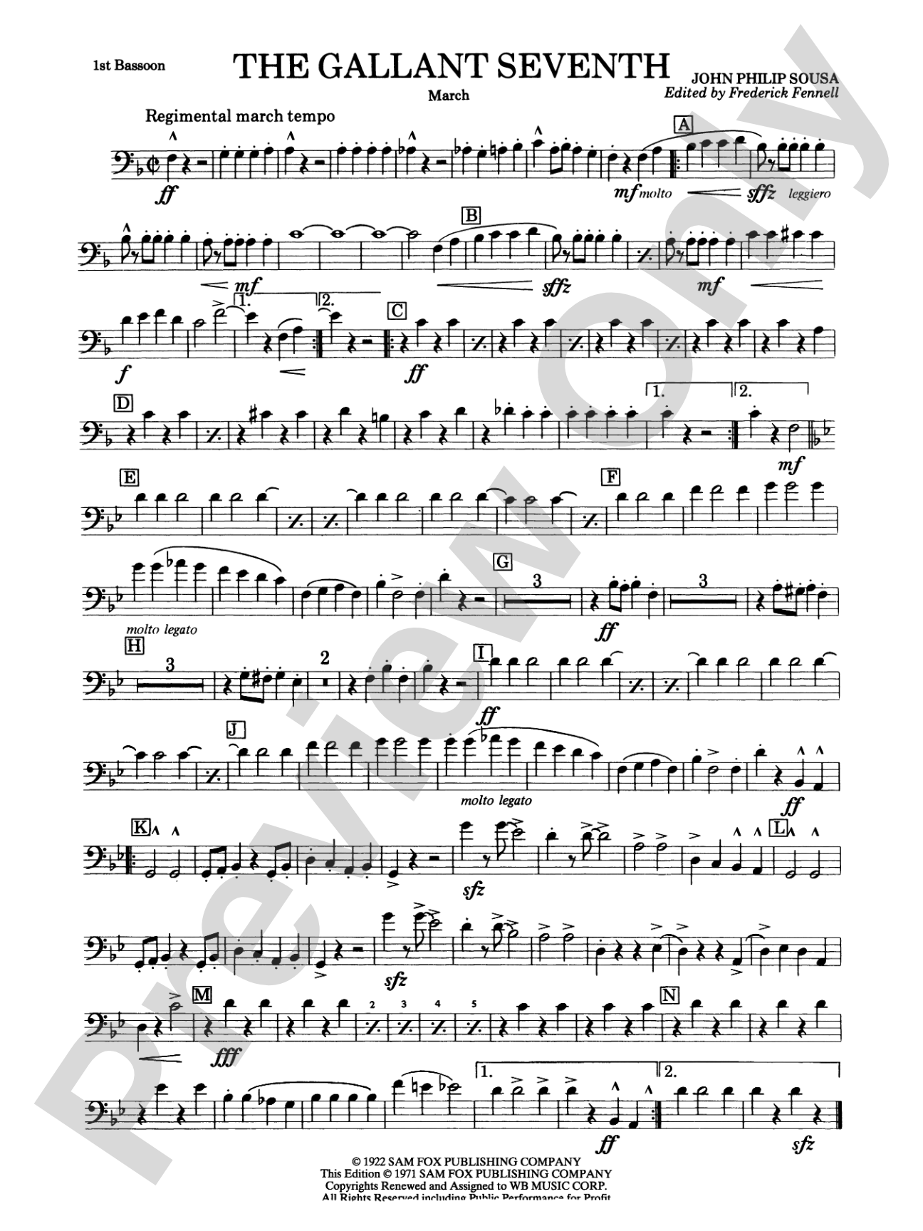 The Gallant Seventh: Bassoon