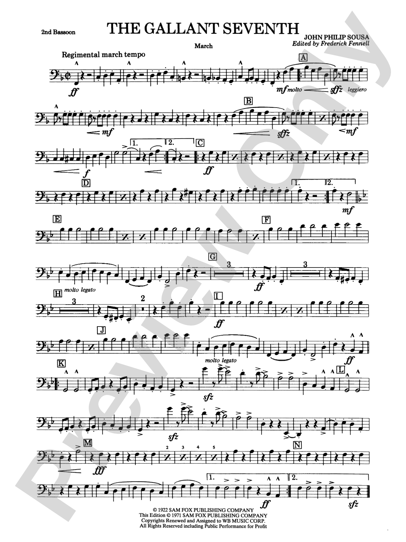 The Gallant Seventh: 2nd Bassoon