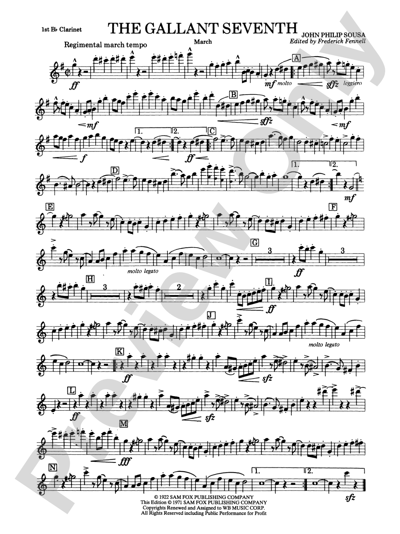 The Gallant Seventh: 1st B-flat Clarinet