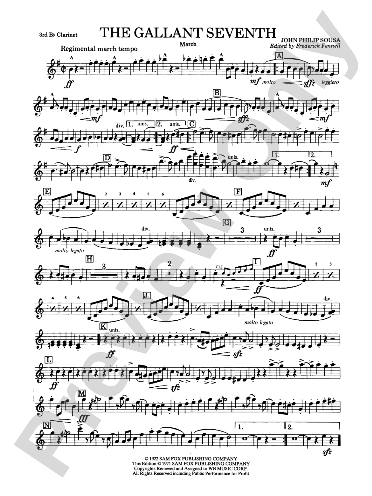 The Gallant Seventh: 3rd B-flat Clarinet