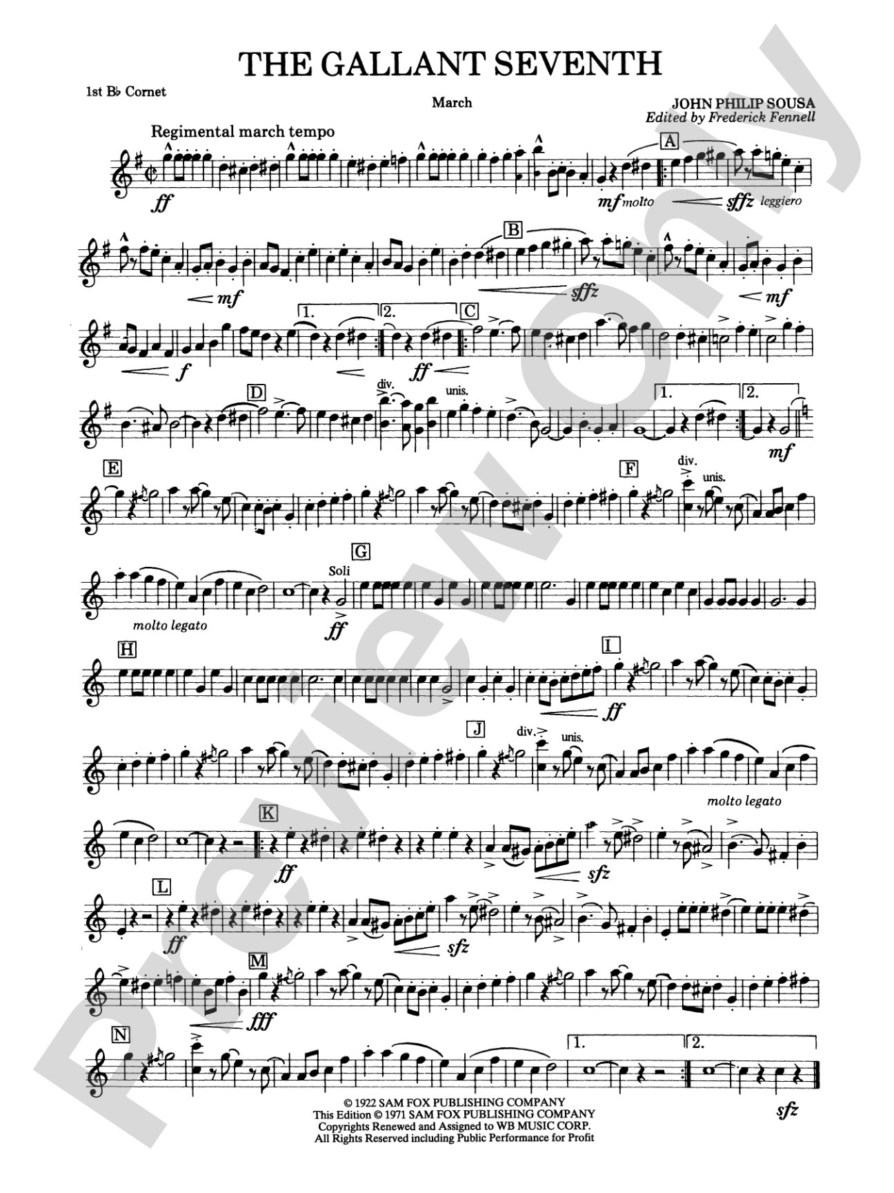 The Gallant Seventh: 1st B-flat Cornet