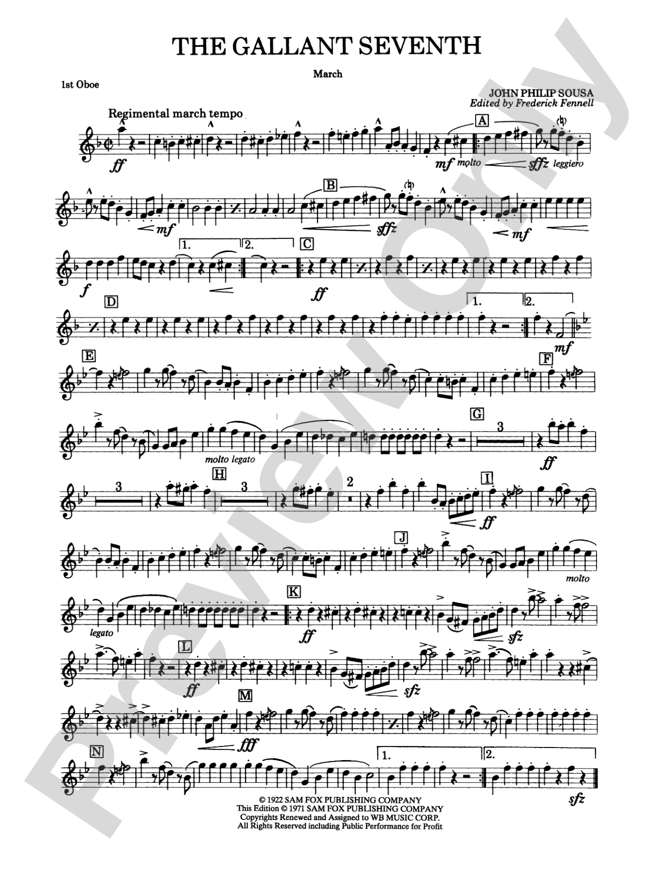 The Gallant Seventh: Oboe