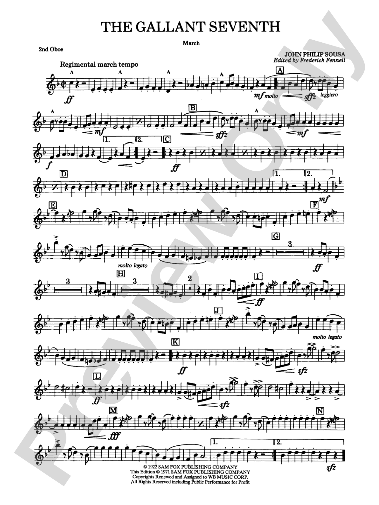 The Gallant Seventh: 2nd Oboe