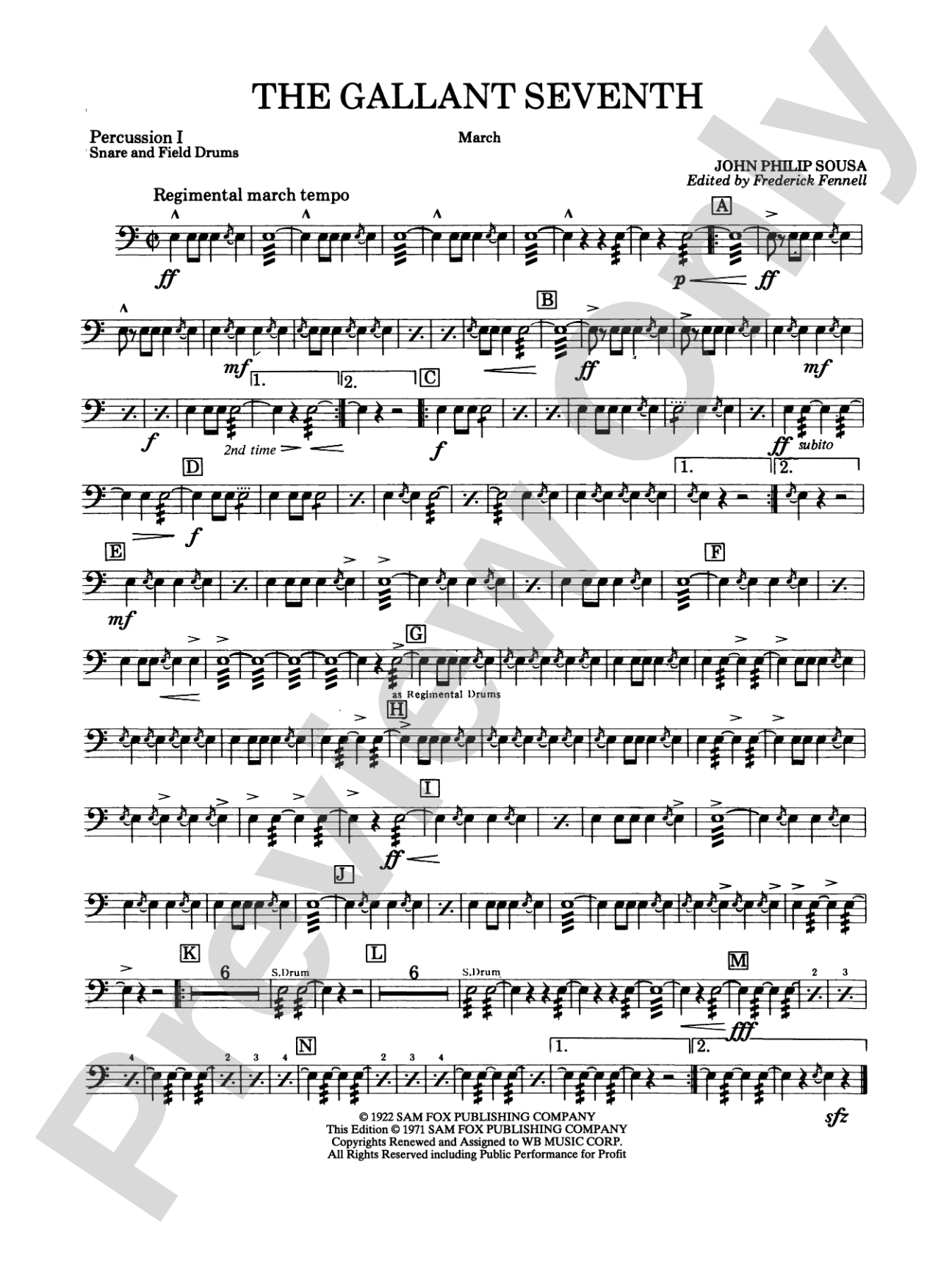The Gallant Seventh: 1st Percussion