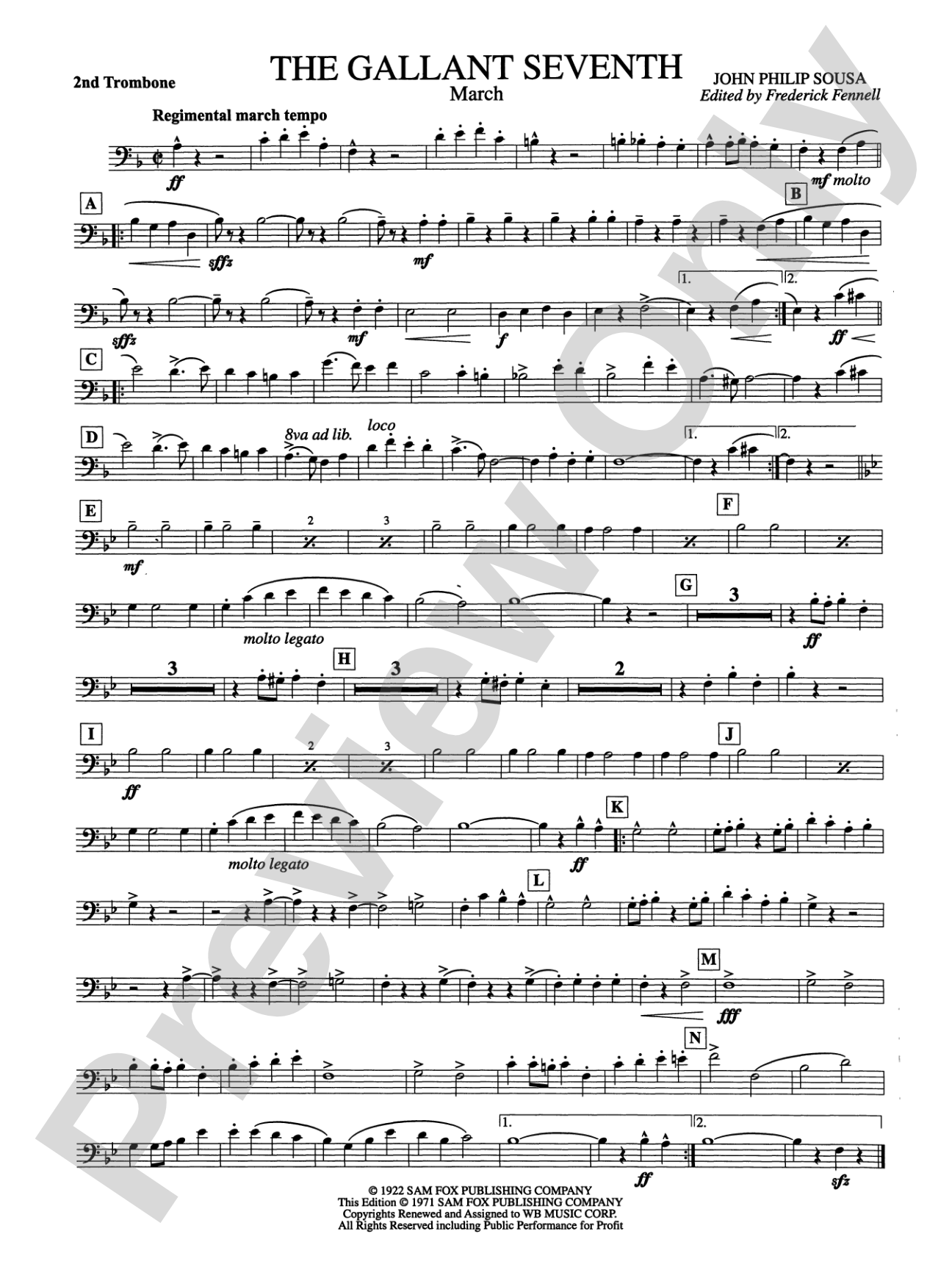 The Gallant Seventh: 2nd Trombone