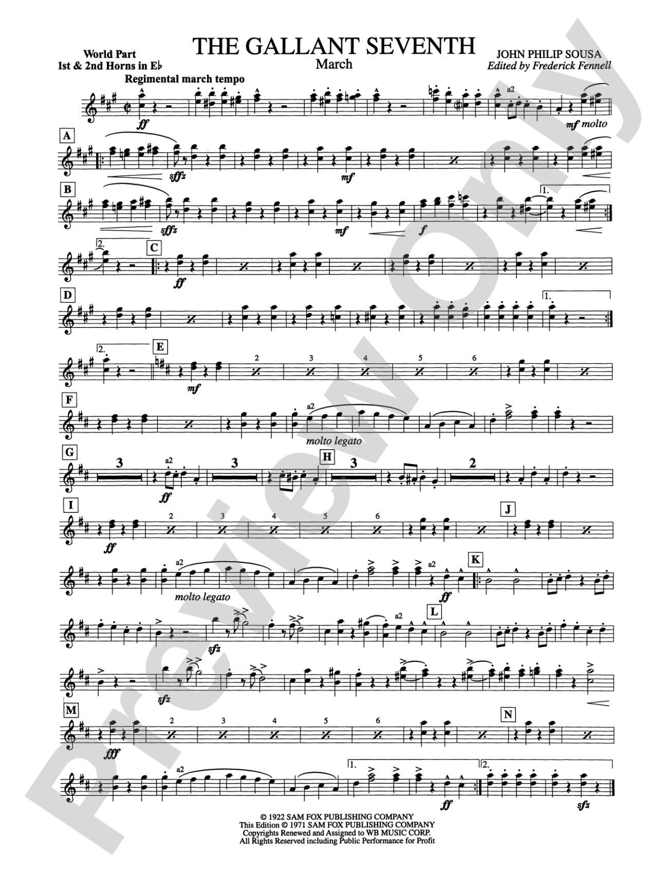 The Gallant Seventh: (wp) 1st Horn in E-flat