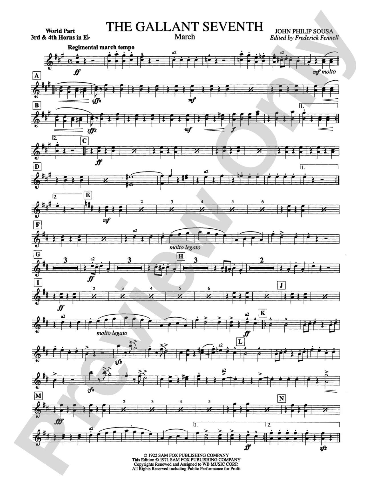 The Gallant Seventh: (wp) 3rd Horn in E-flat