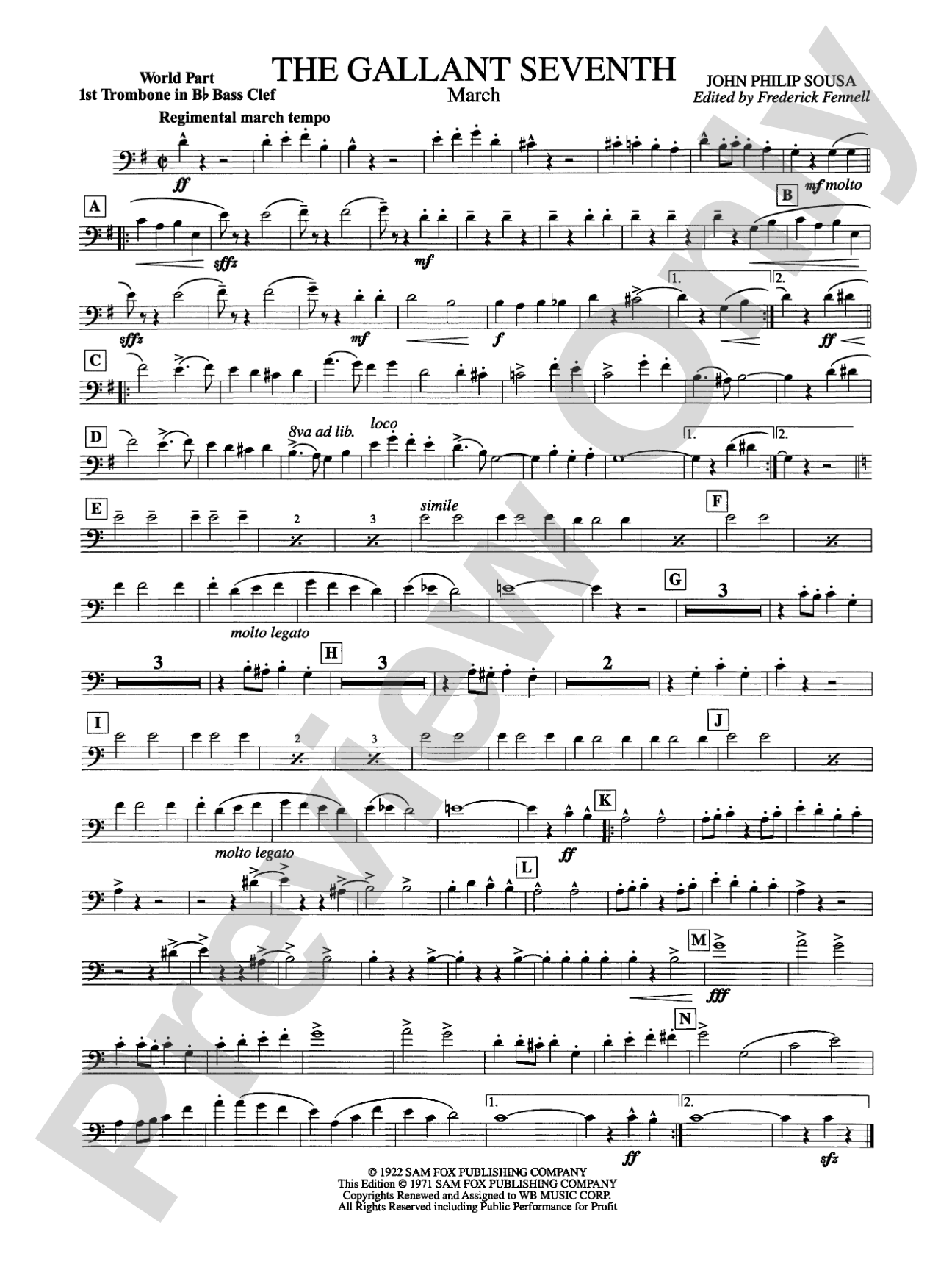 The Gallant Seventh: (wp) 1st B-flat Trombone B.C.