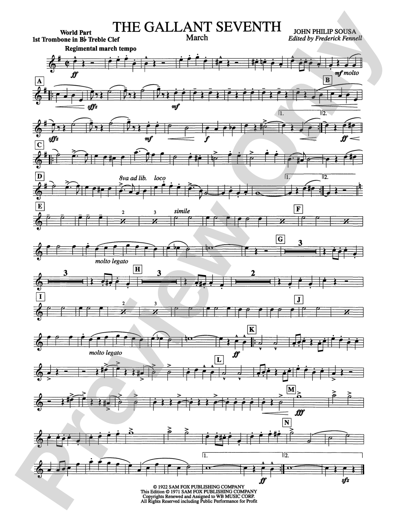 The Gallant Seventh: (wp) 1st B-flat Trombone T.C.