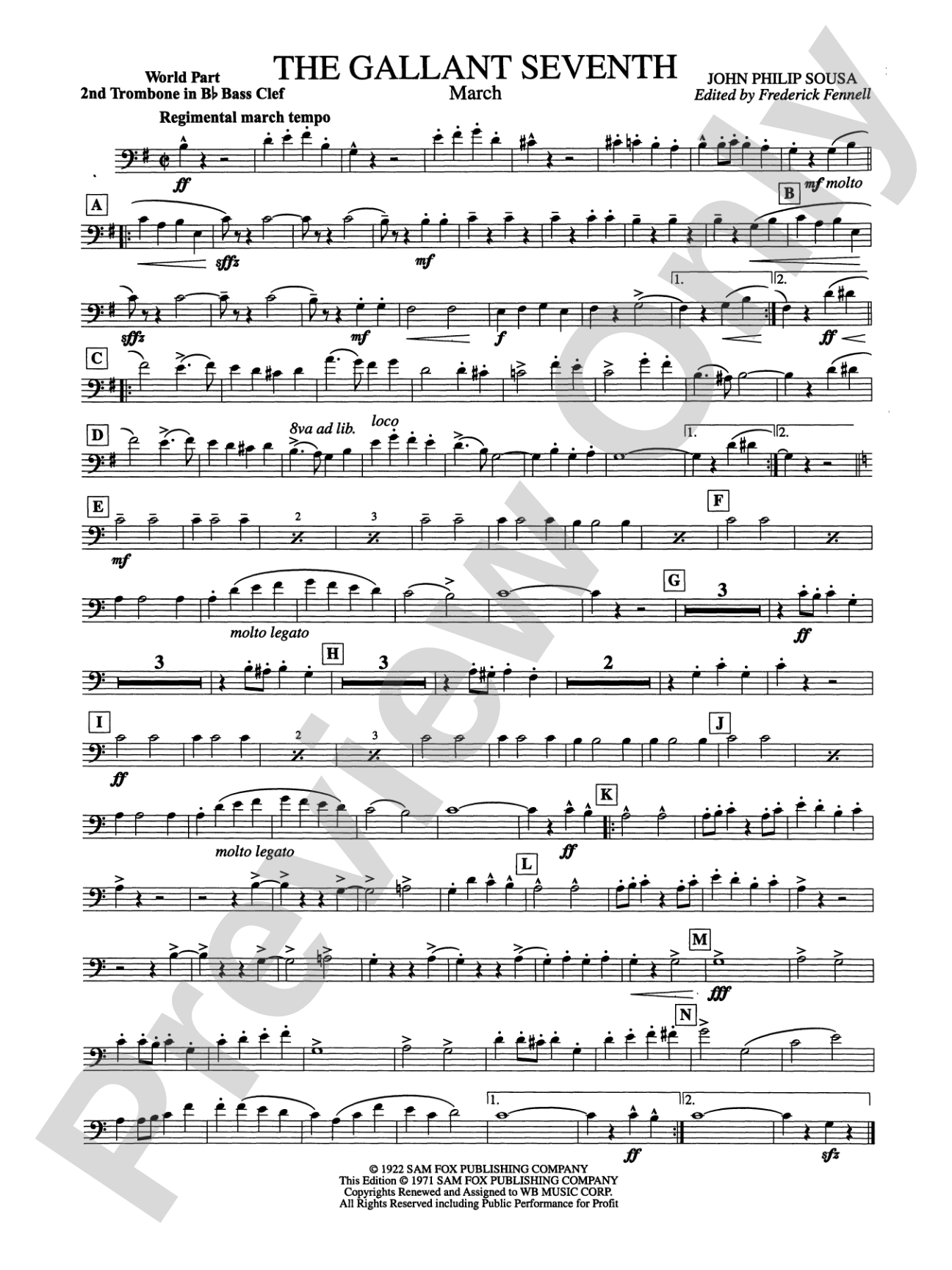 The Gallant Seventh: (wp) 2nd B-flat Trombone B.C.