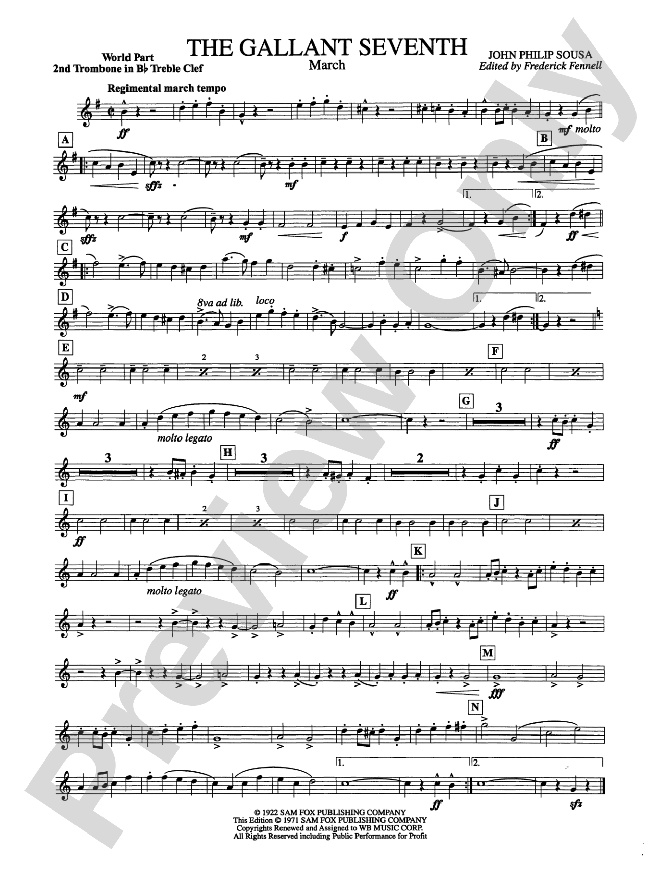 The Gallant Seventh: (wp) 2nd B-flat Trombone T.C.