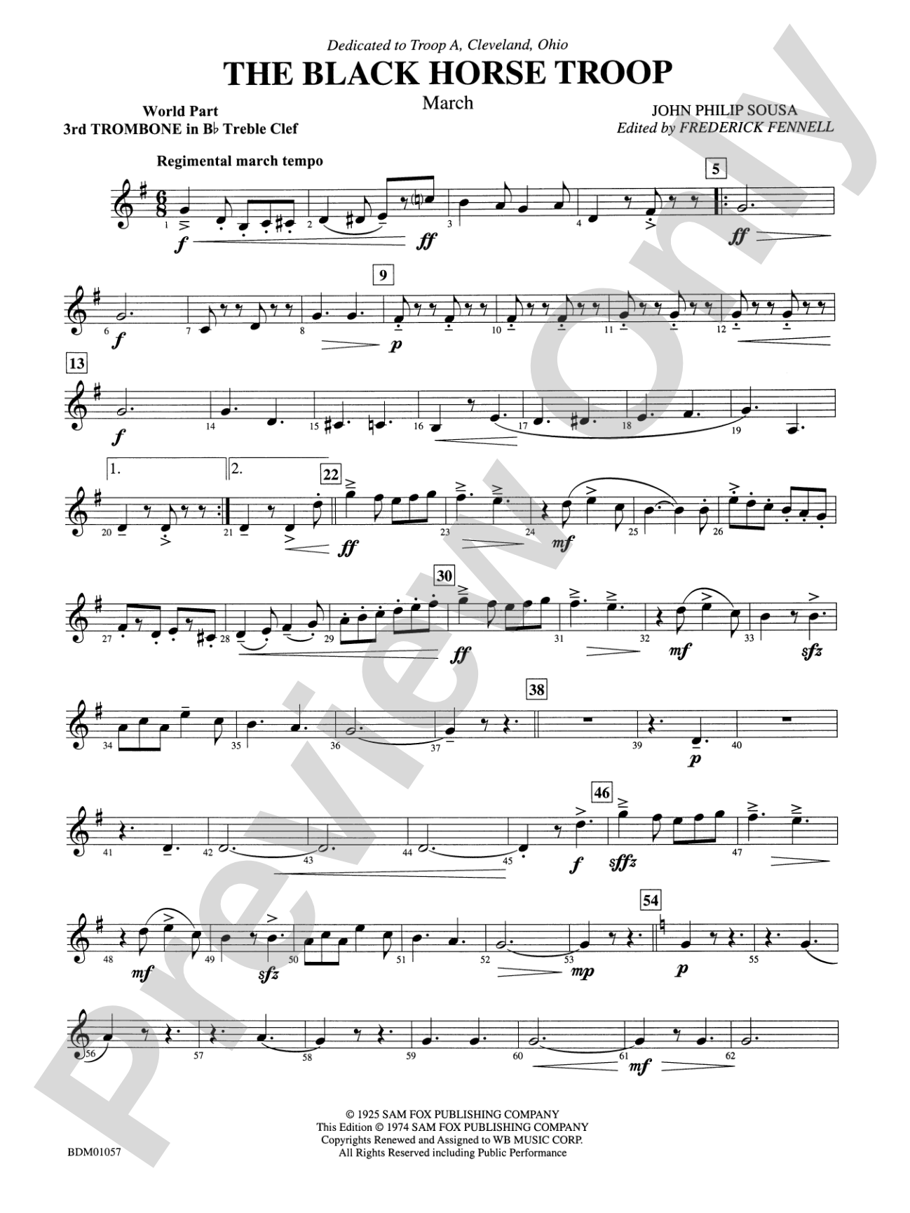 Black Horse Troop: WP 3rd B-flat Trombone T.C.