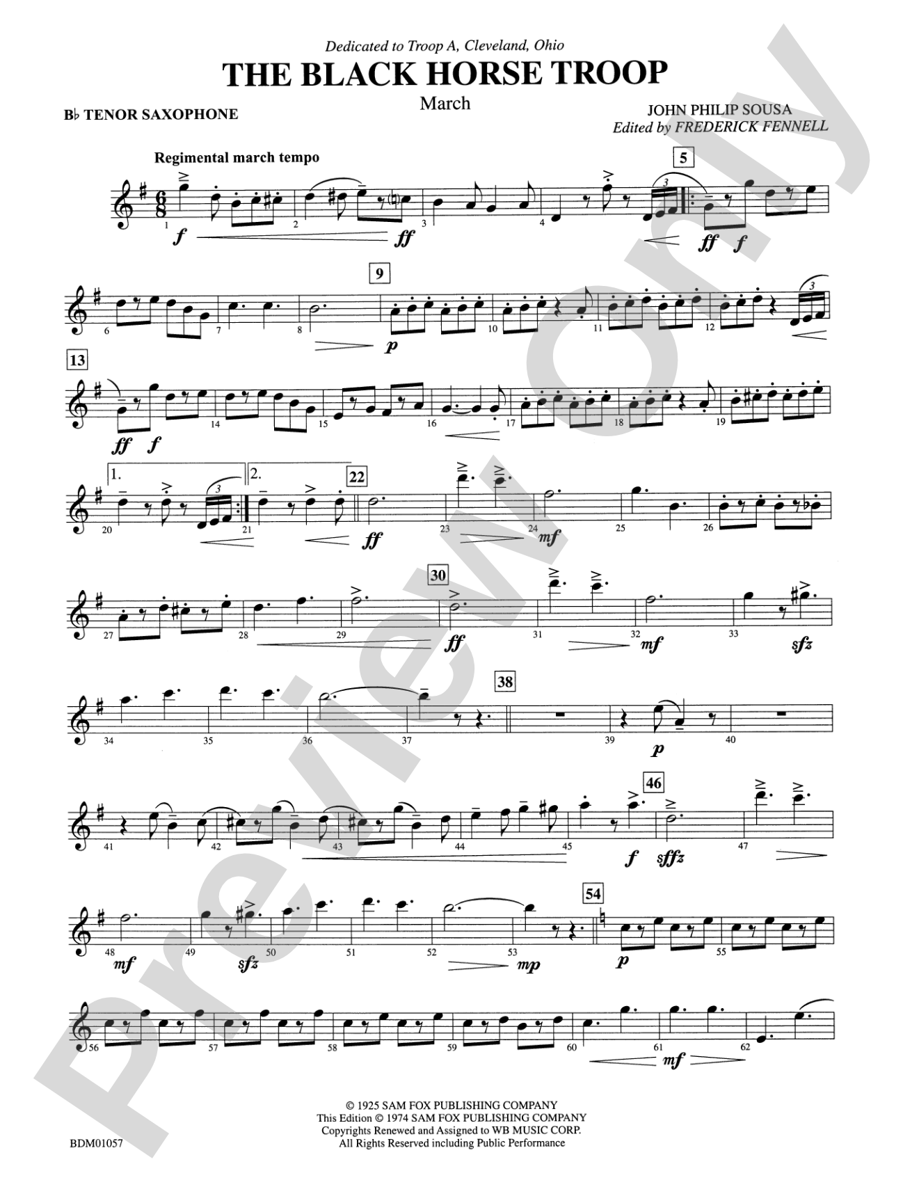 Black Horse Troop: B-flat Tenor Saxophone