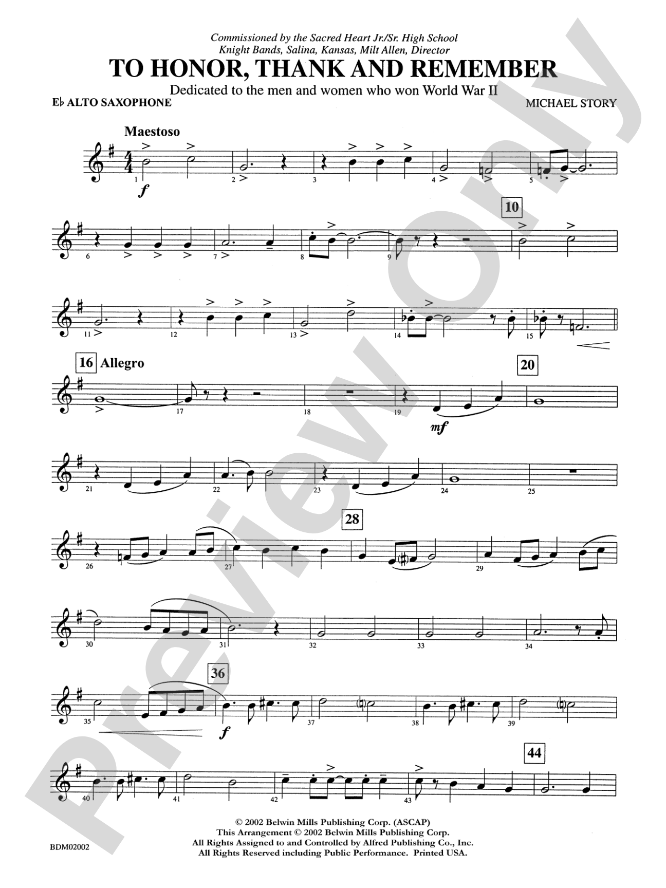 To Honor, Thank and Remember: E-flat Alto Saxophone