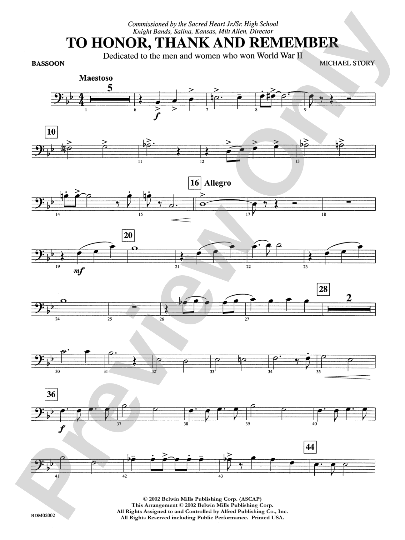 To Honor, Thank and Remember: Bassoon