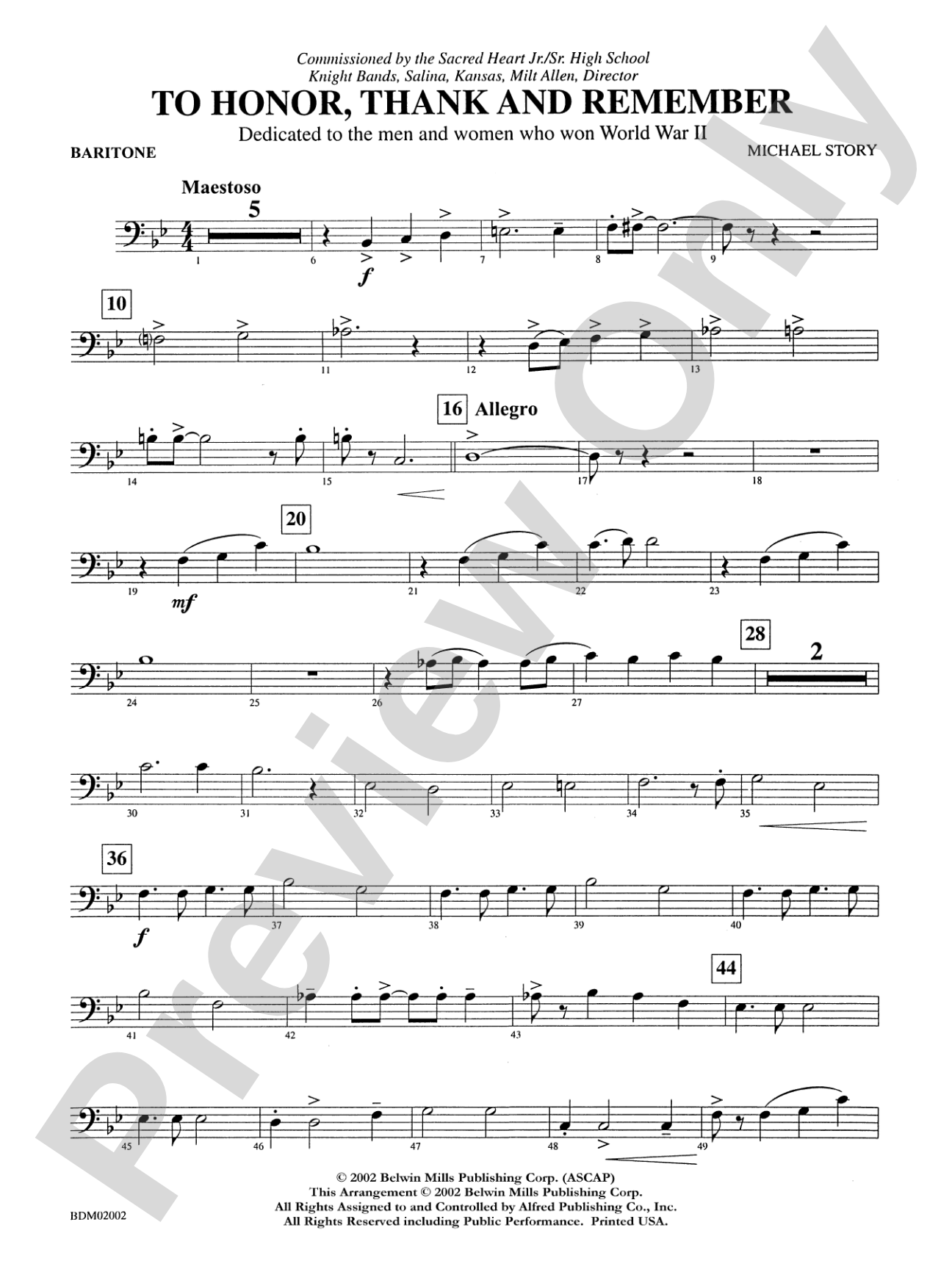 To Honor, Thank and Remember: Baritone B.C.
